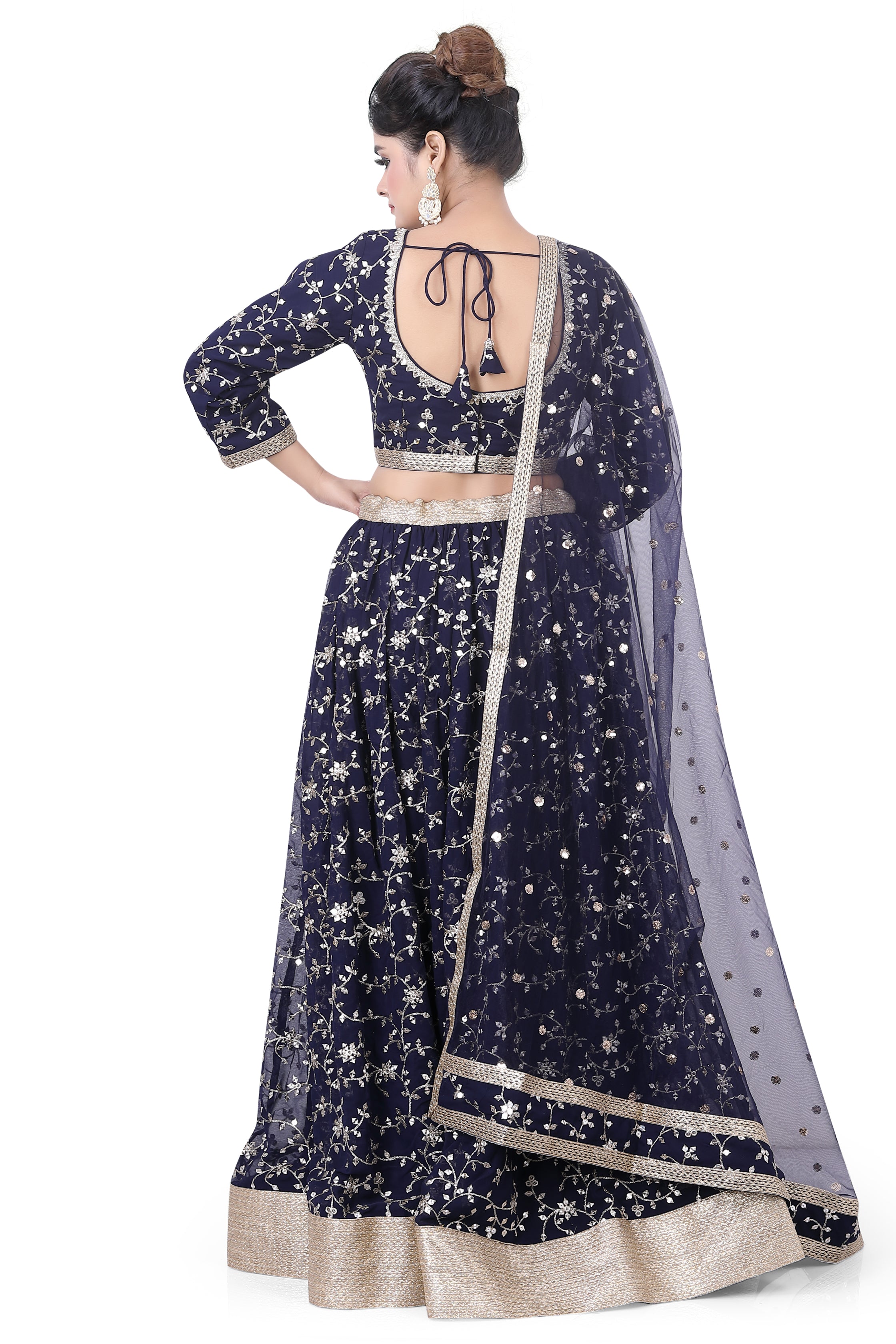 Blue Partywear Embroidered Lehenga Choli