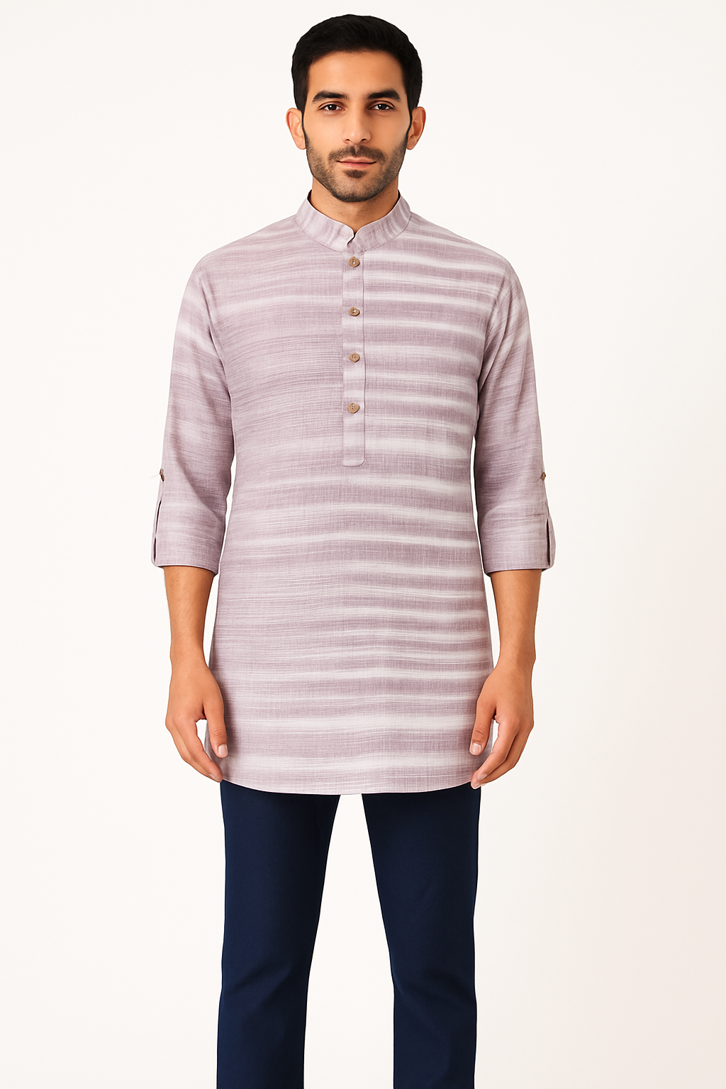 Men's Khadi Handwoven Short Kurta Light Purple - Premium short Kurta from Dapper Ethnic - Just $79! Shop now at Dulhan Exclusives
