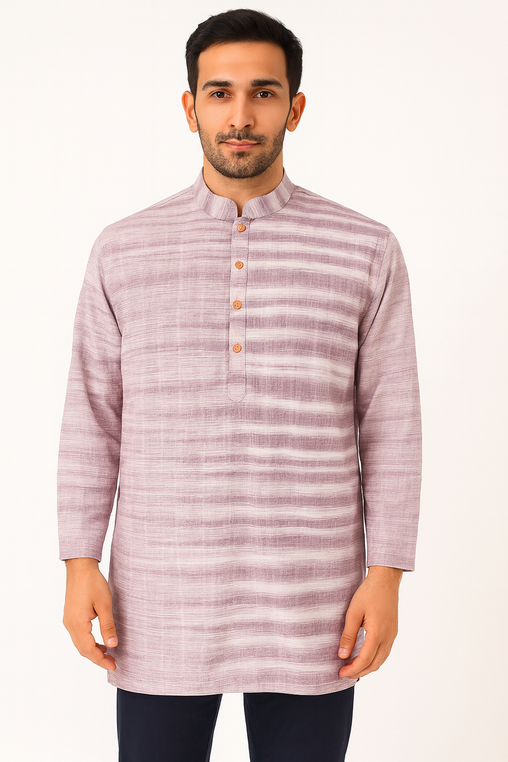 Men's Khadi Handwoven Short Kurta Light Purple - Premium short Kurta from Dapper Ethnic - Just $79! Shop now at Dulhan Exclusives