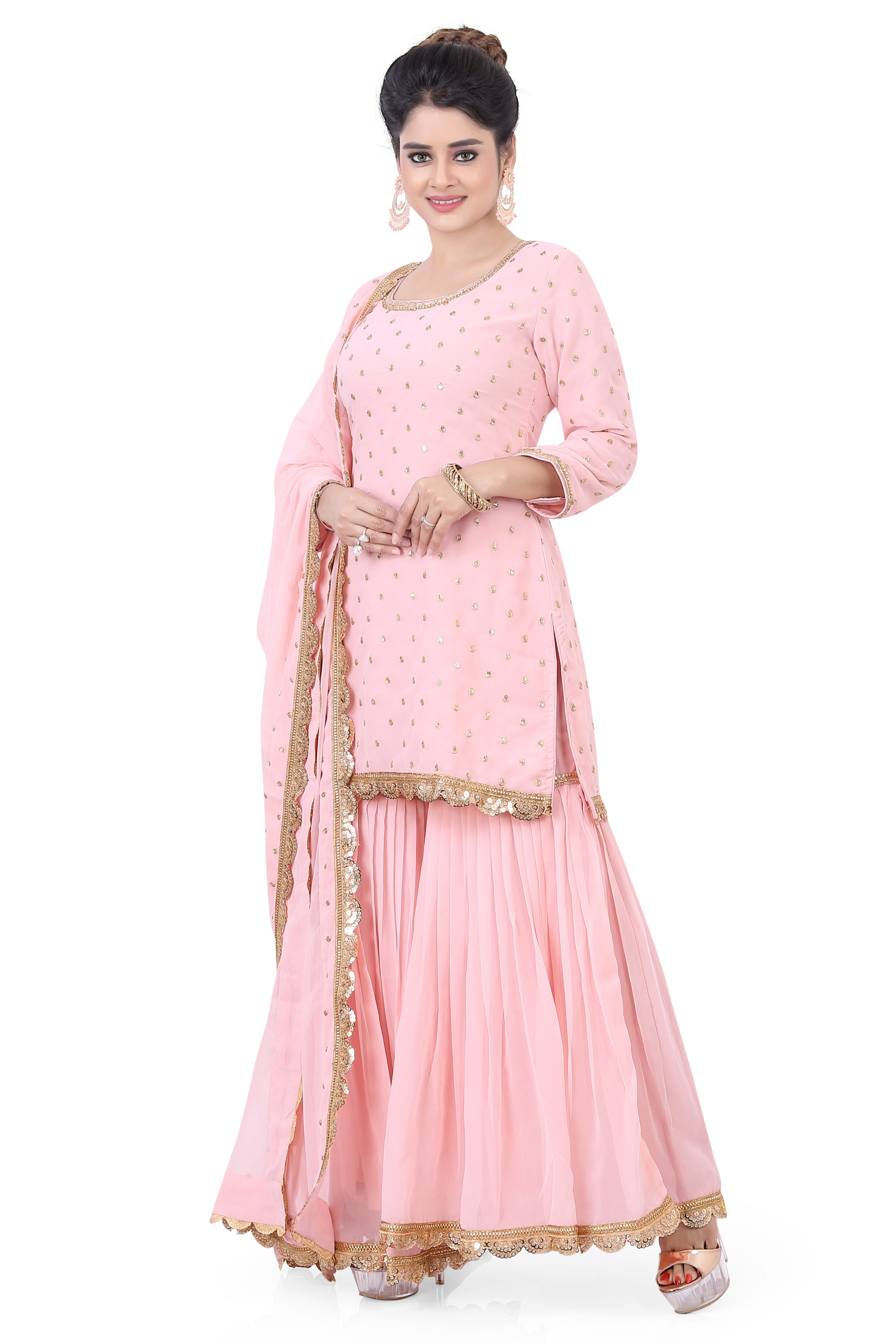 Peach Plazzo Set - Premium Festive Wear from Dulhan Exclusives - Just $199! Shop now at Dulhan Exclusives