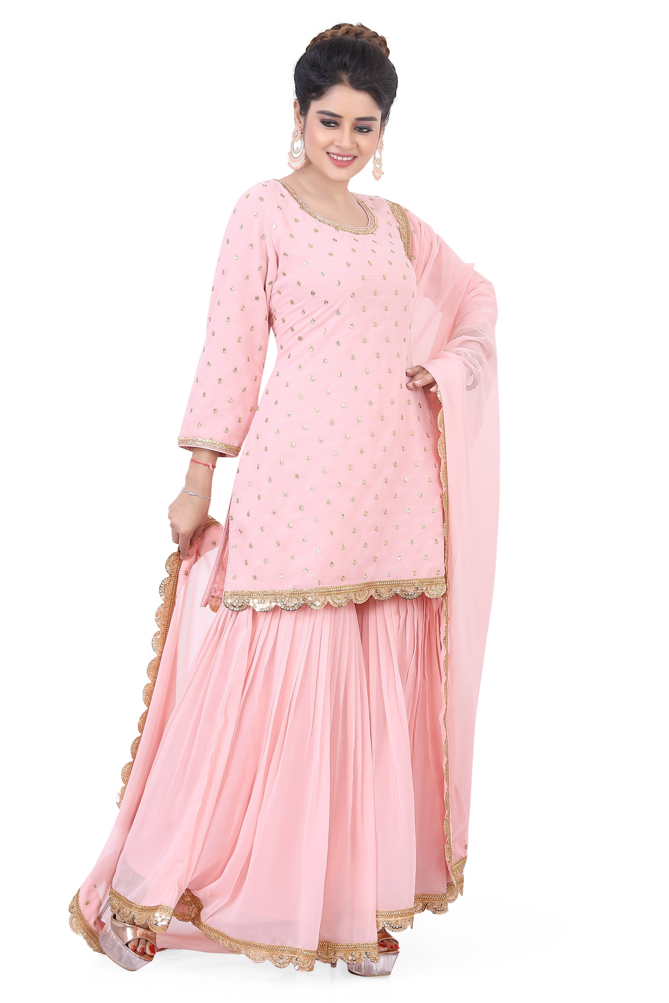 Peach Plazzo Set - Premium Festive Wear from Dulhan Exclusives - Just $199! Shop now at Dulhan Exclusives