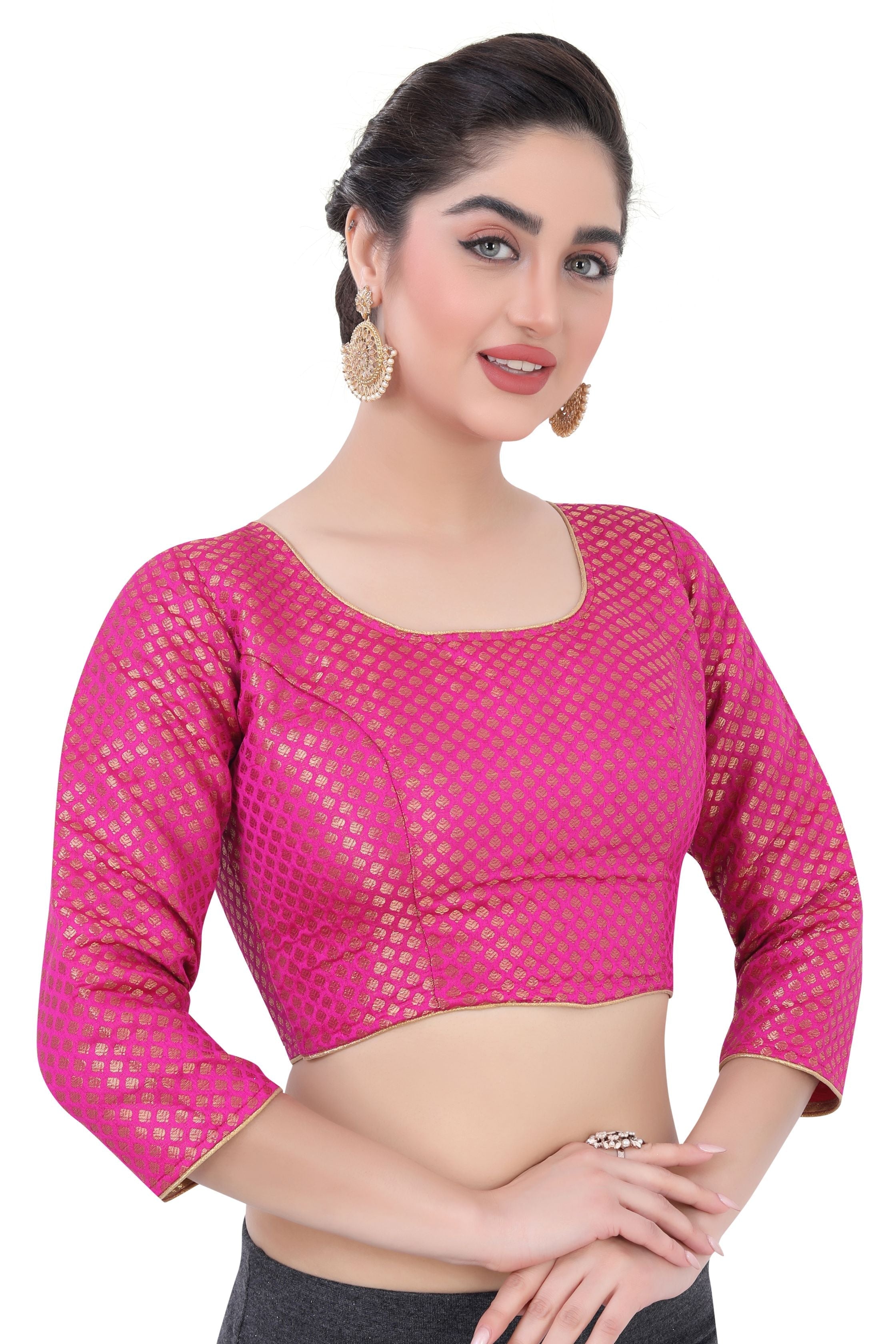 Women's Pink Brocade Blouse