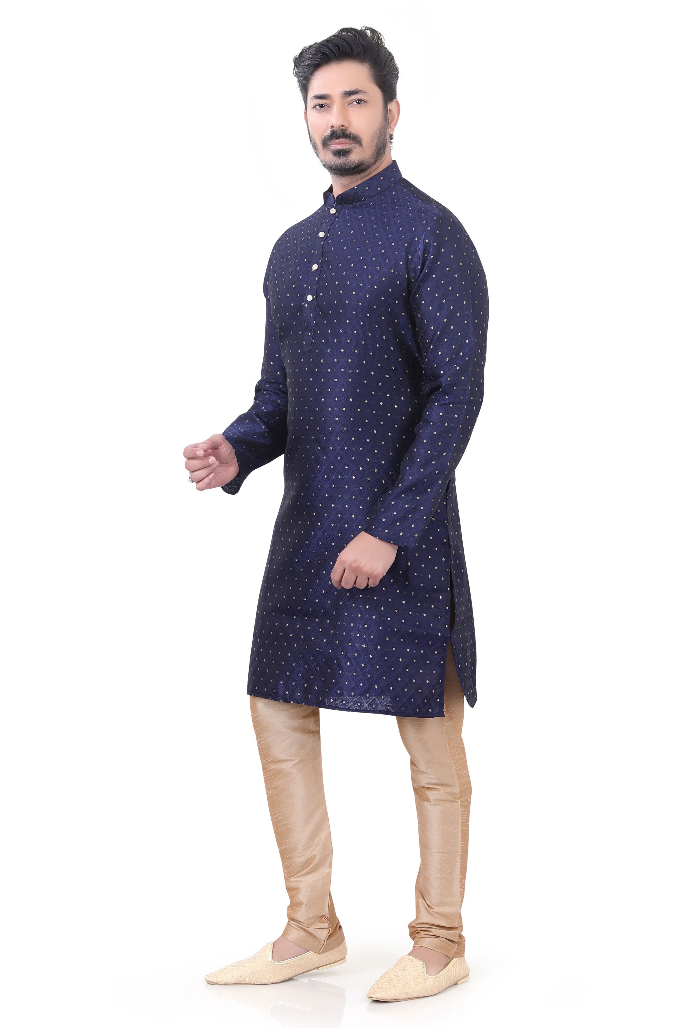 Rajwadi Silk Kurta pajama in Navy blue color