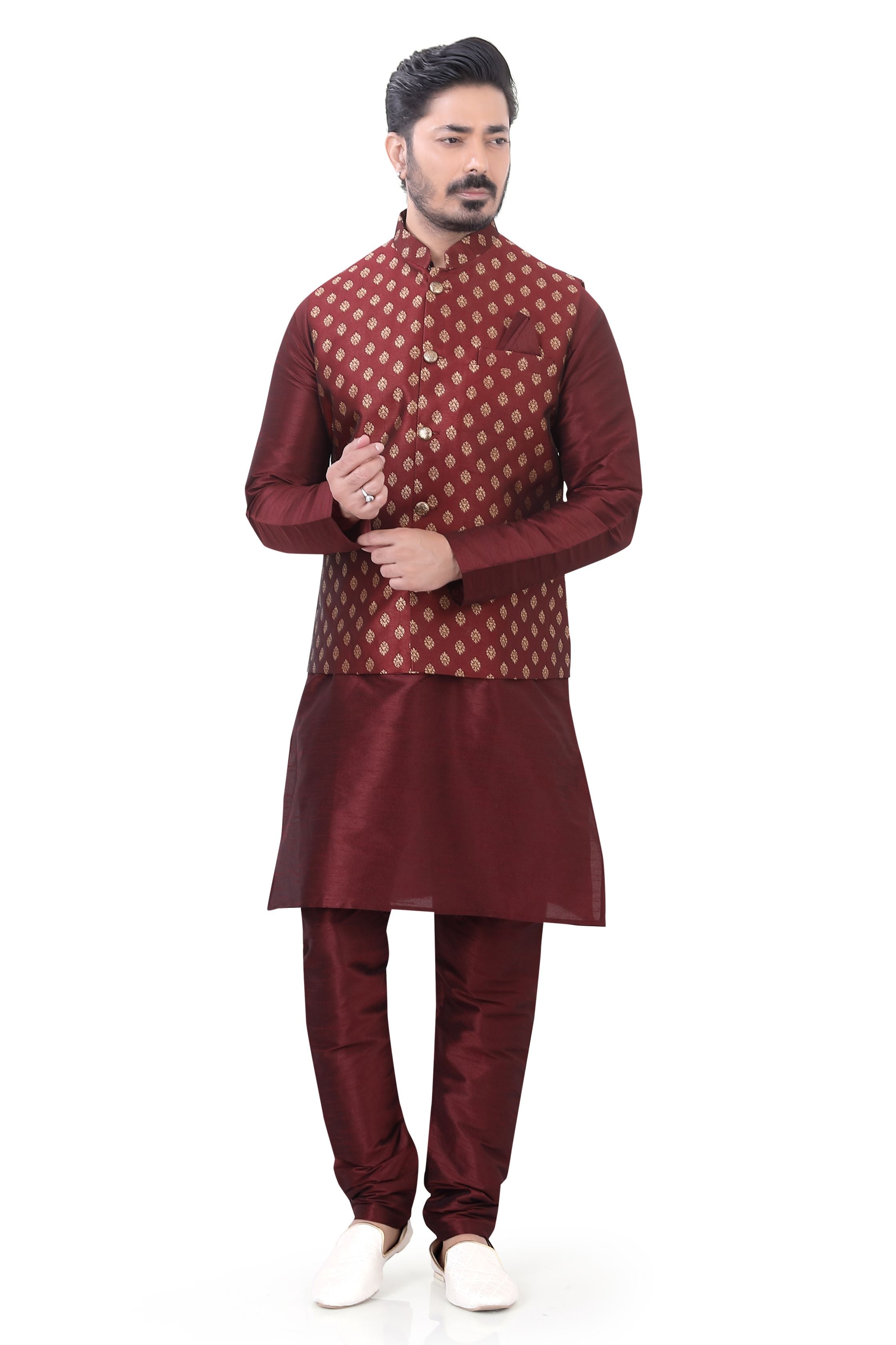 Plus size Modi Jacket set in Maroon - Premium Festive Wear from vendor-unknown - Just $139! Shop now at Dulhan Exclusives