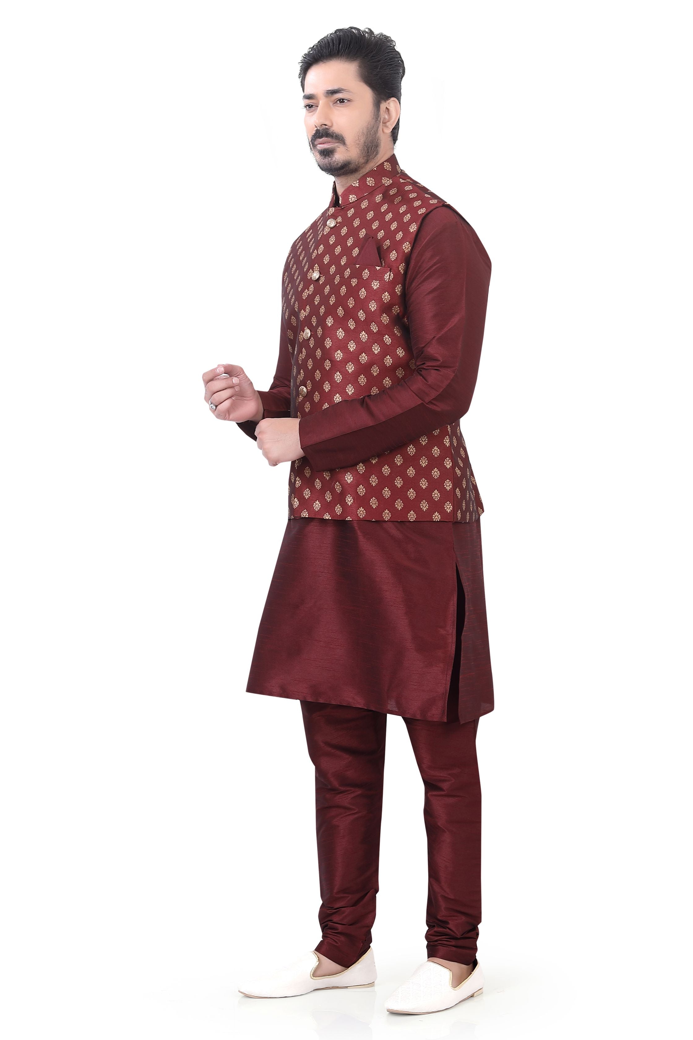 Introducing Plus size Modi Jacket set in Maroon: The Ultimate Festive ...