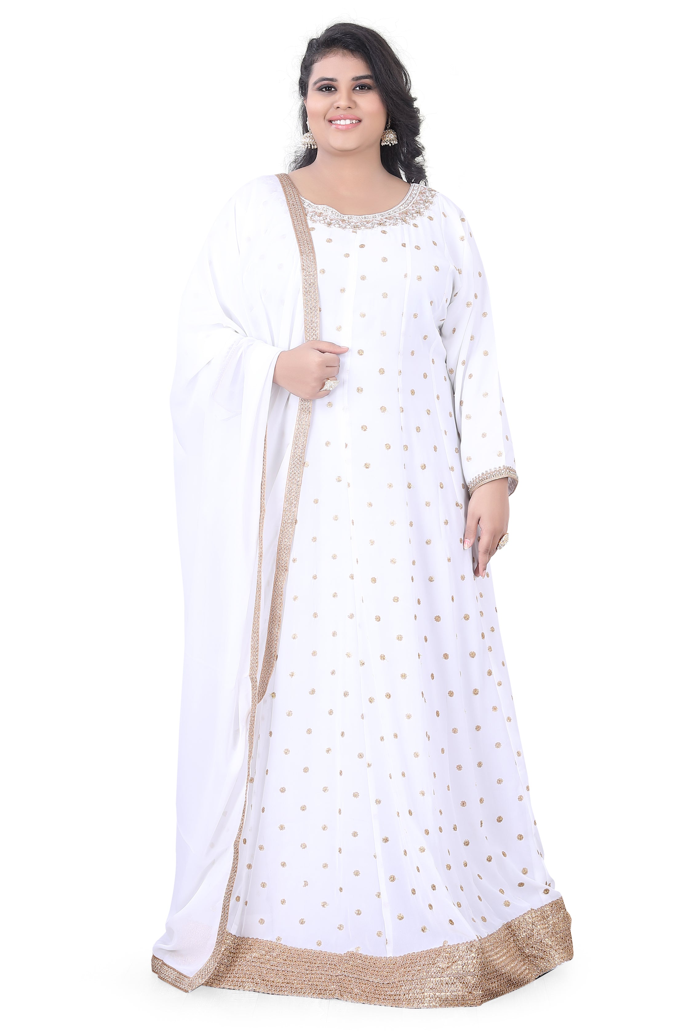 Plus Size White Gown - Premium Partywear Gown from Dulhan Exclusives - Just $249! Shop now at Dulhan Exclusives