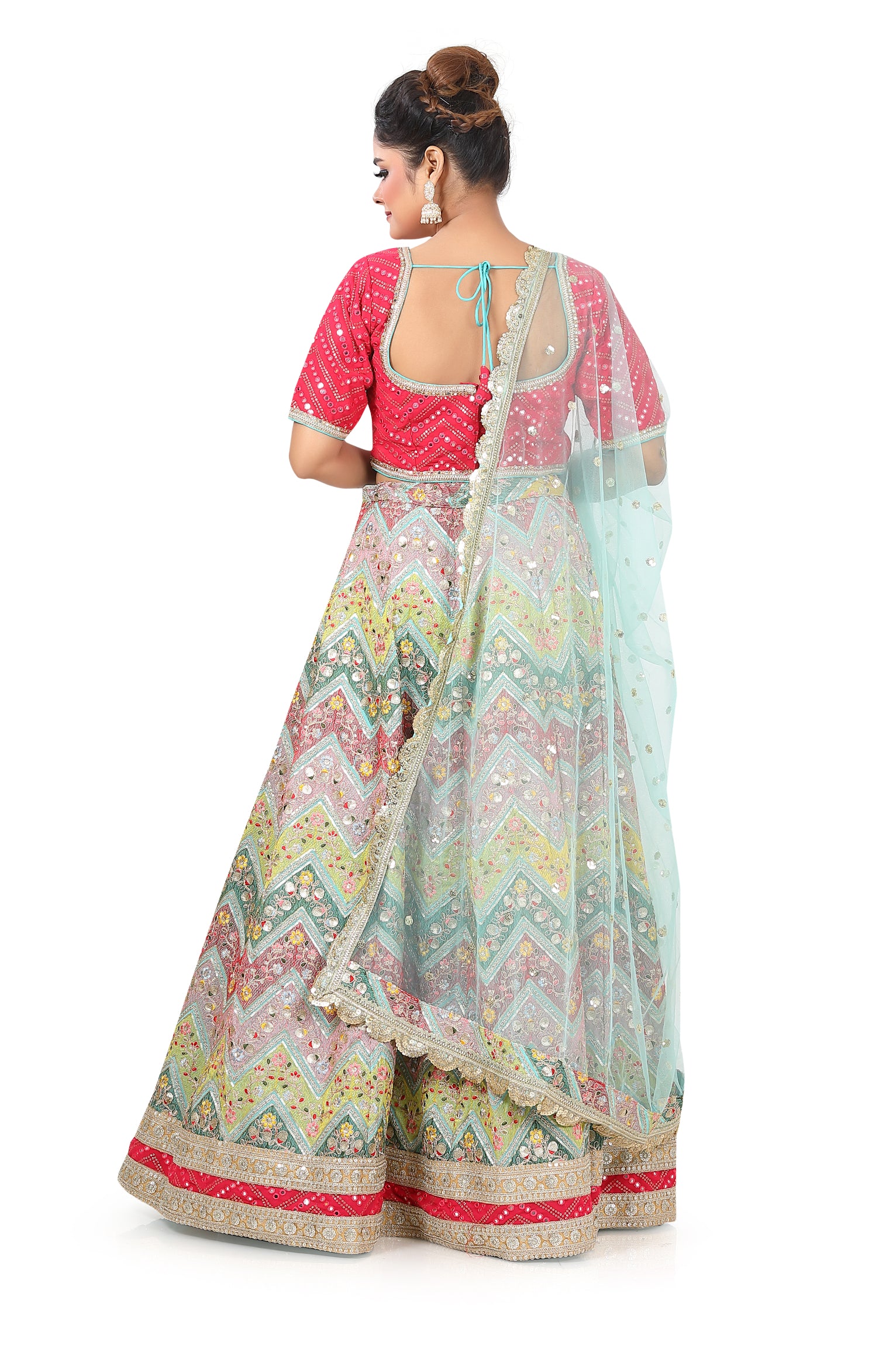 Pink-Blue Lehenga Choli