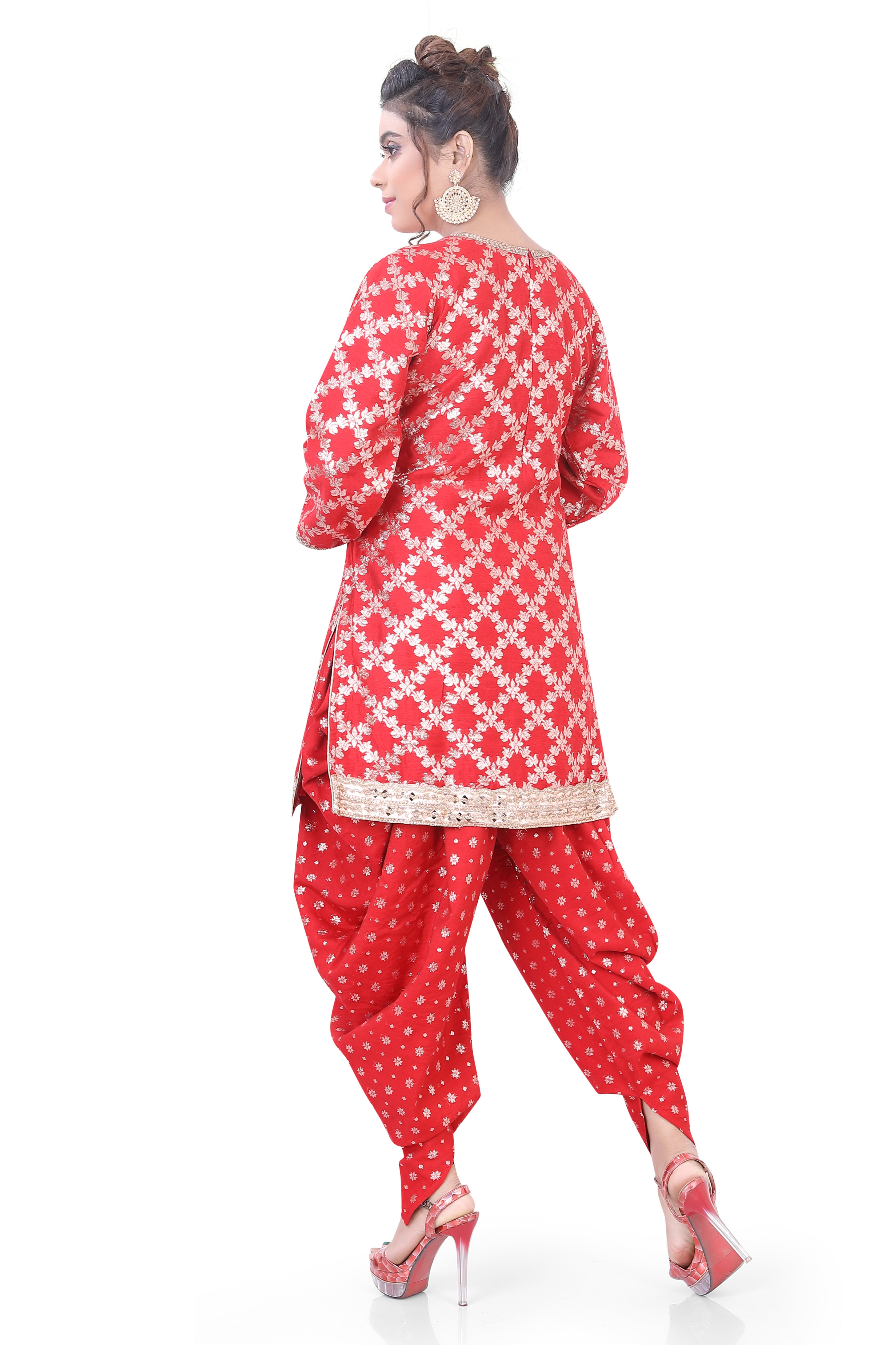 Red Top Dhoti Suit - Premium Festive Wear from Dulhan Exclusives - Just $179! Shop now at Dulhan Exclusives