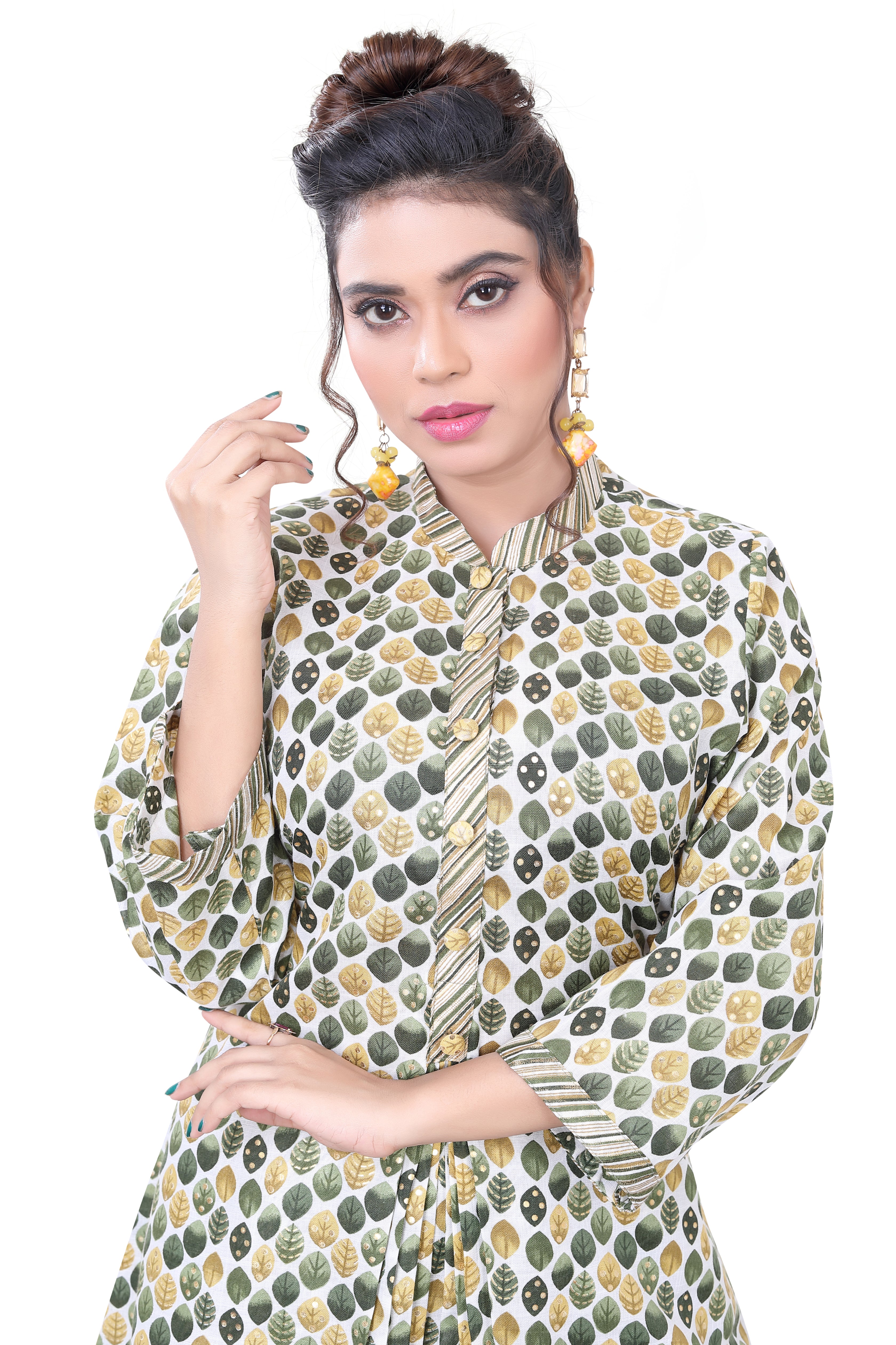 White-Green Printed Co-Ord Set - Premium Festive Wear from Dulhan Exclusives - Just $75! Shop now at Dulhan Exclusives