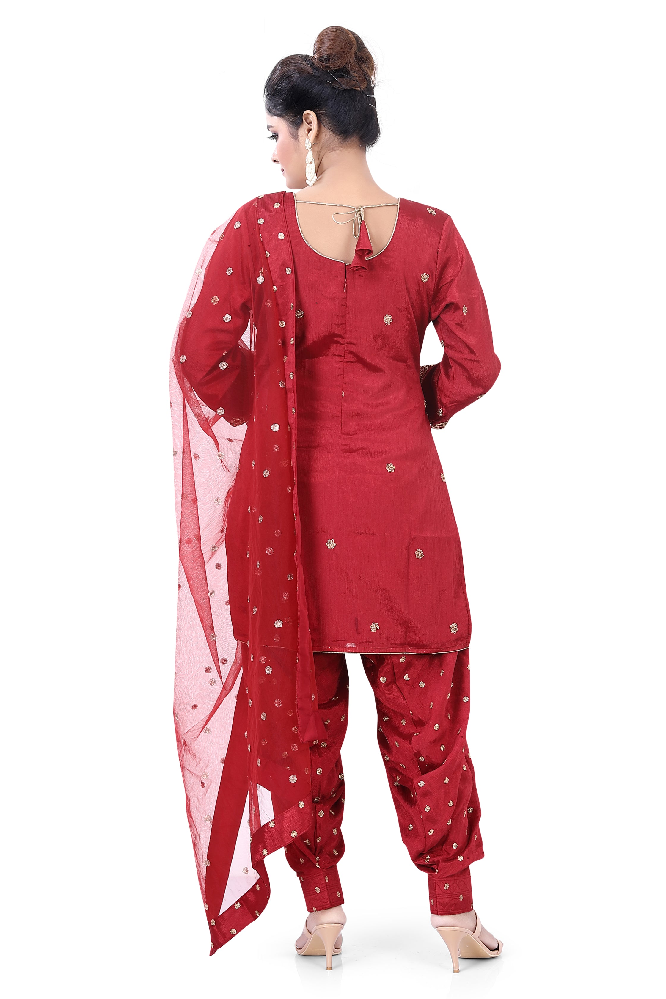 Maroon Colour Straight Chinon Dhoti Suit-SS-4006