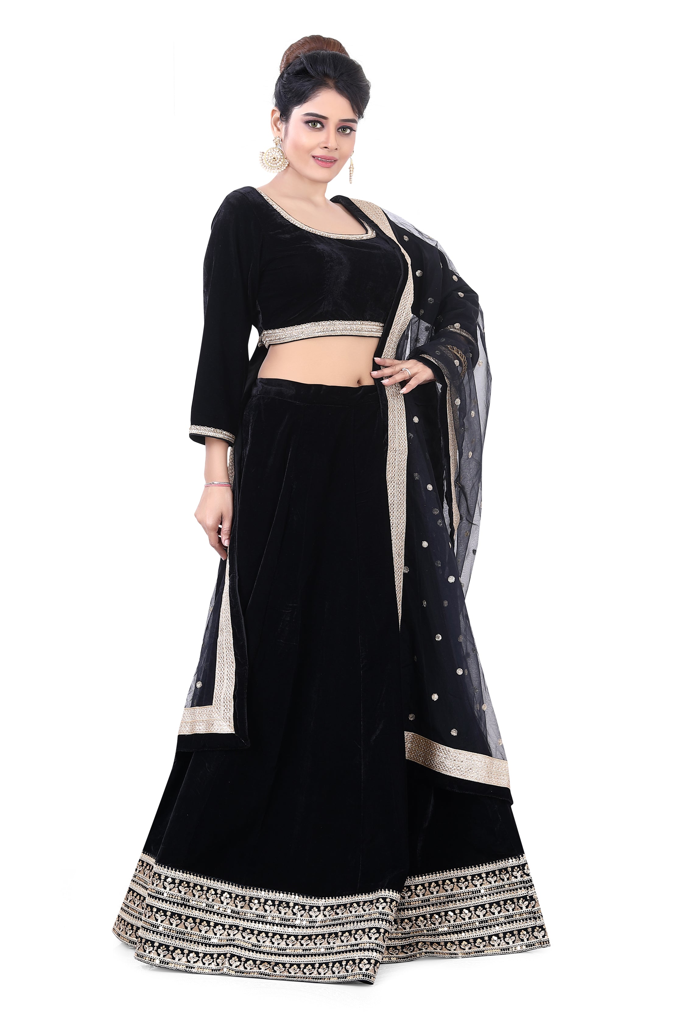 Black Velvet Lehenga Choli