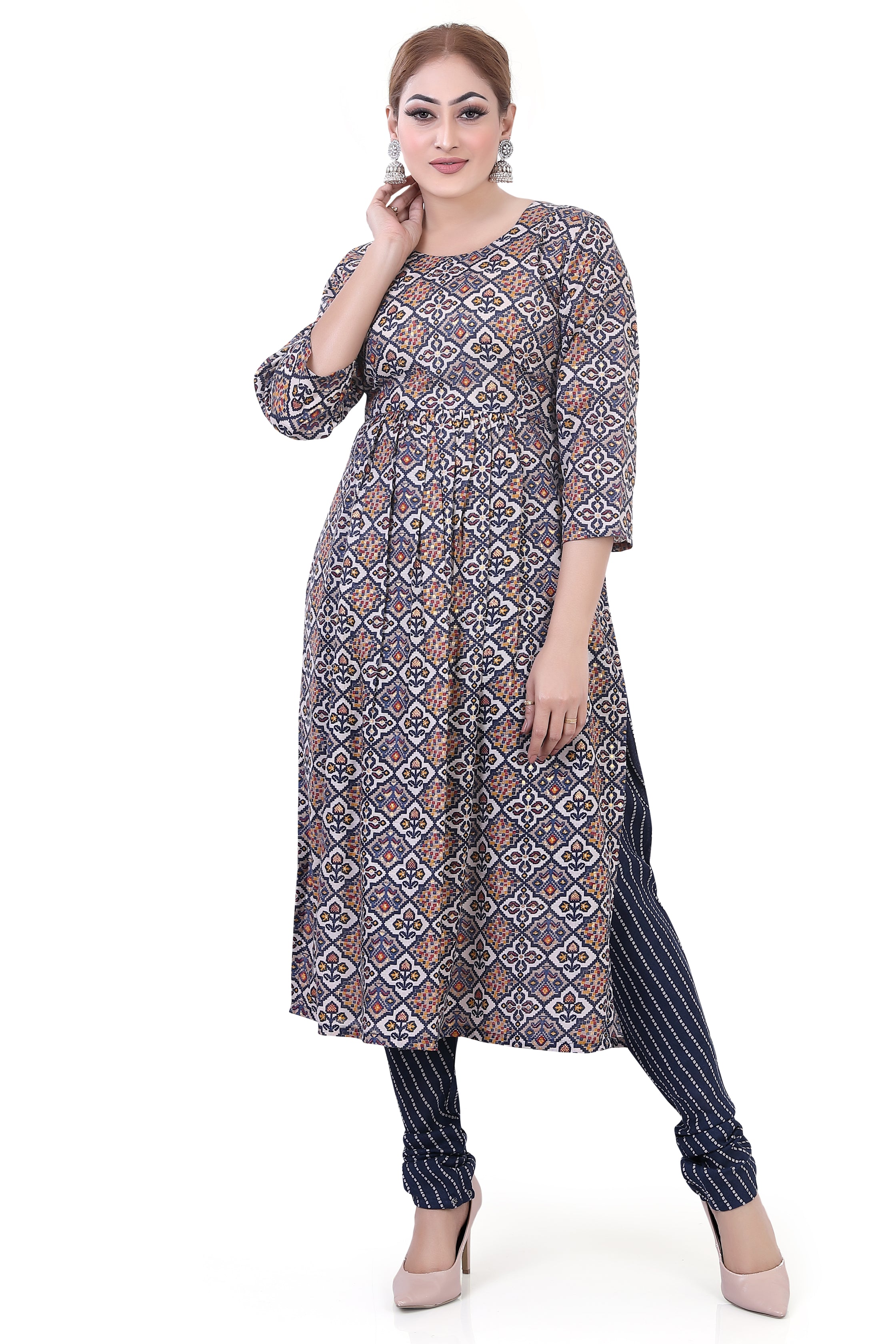 Long Cotton Co-Ord Kurti Set