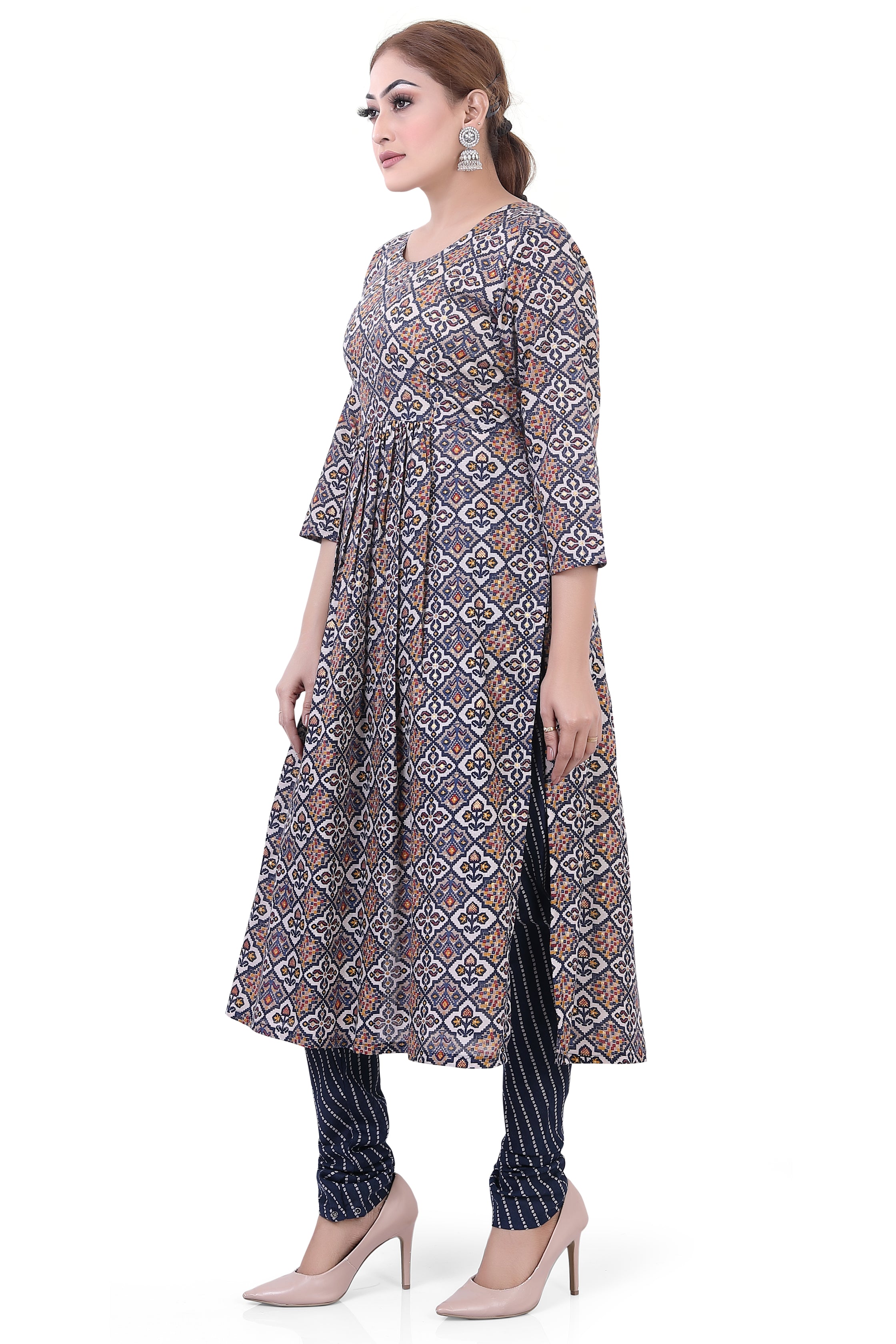 Long Cotton Co-Ord Kurti Set