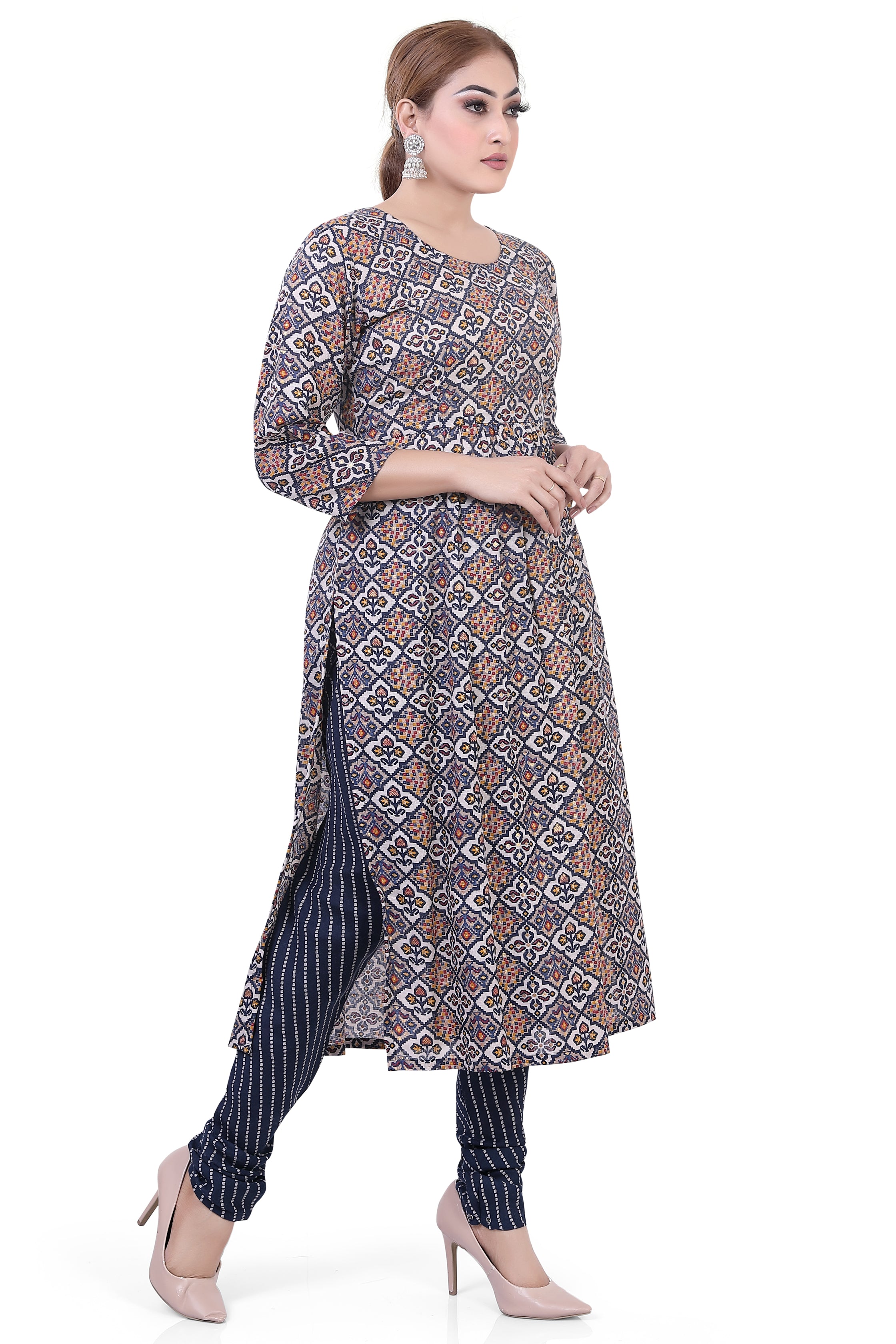 Long Cotton Co-Ord Kurti Set