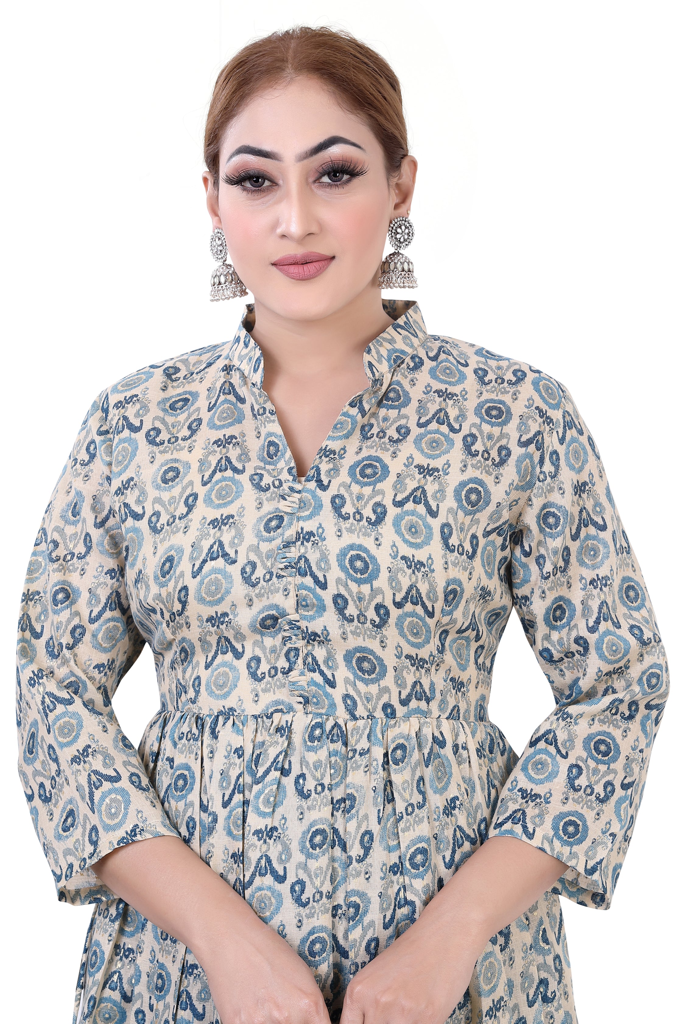 Blue Printed Kurti Plazzo Set