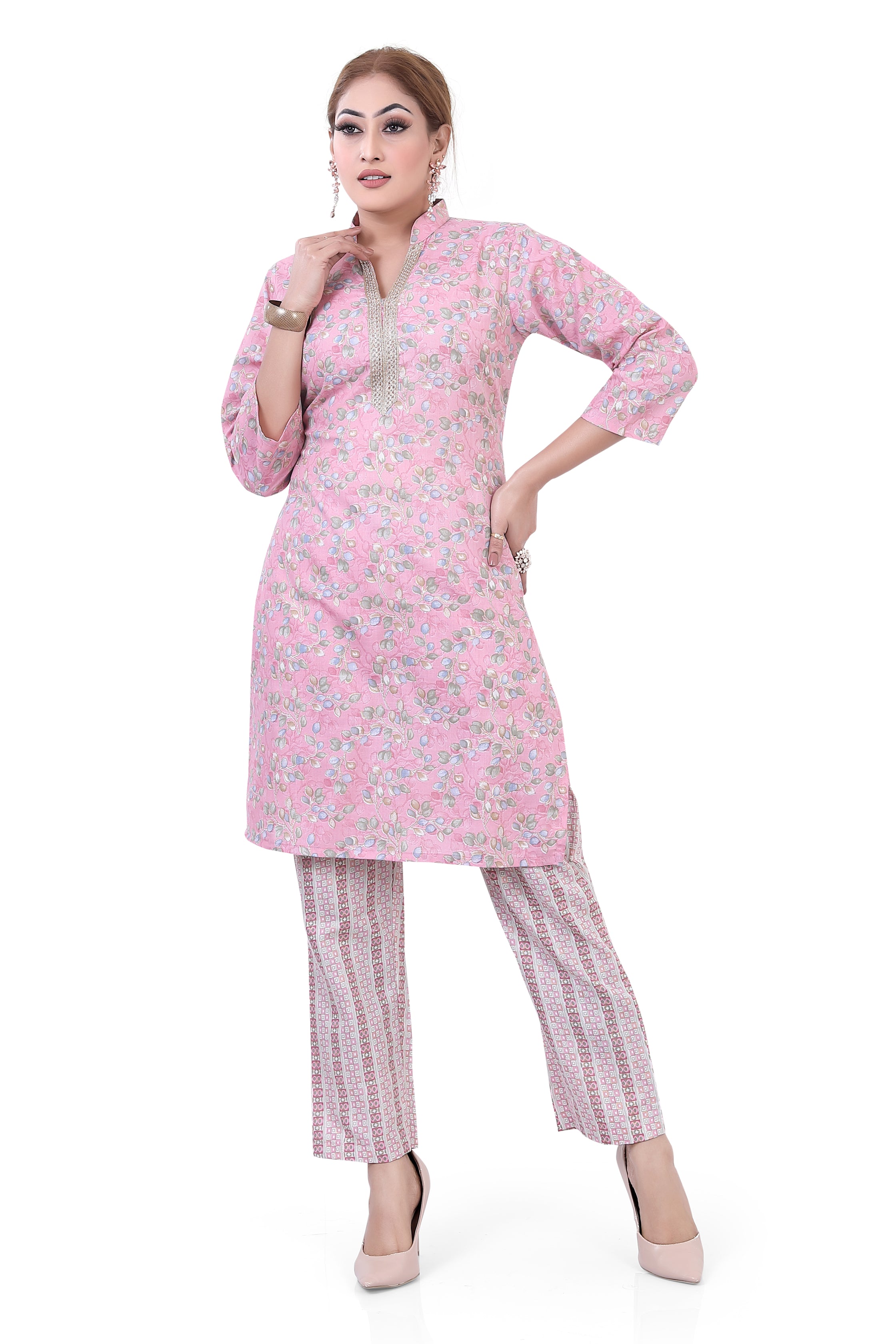 Long Cotton Co-Ord Kurti Set