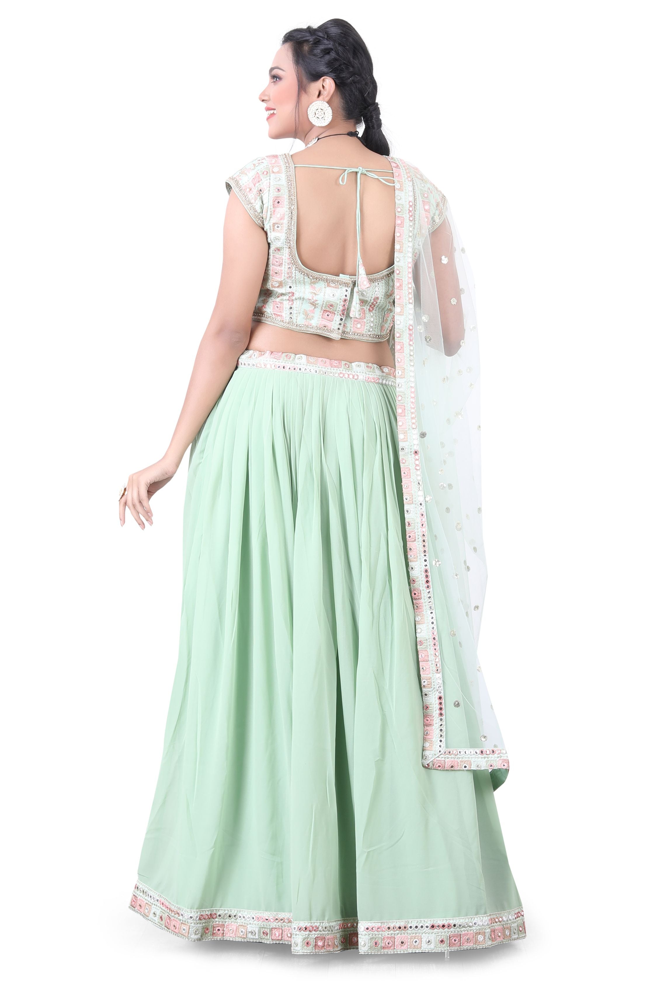 Mint Embroidered Lehenga Choli