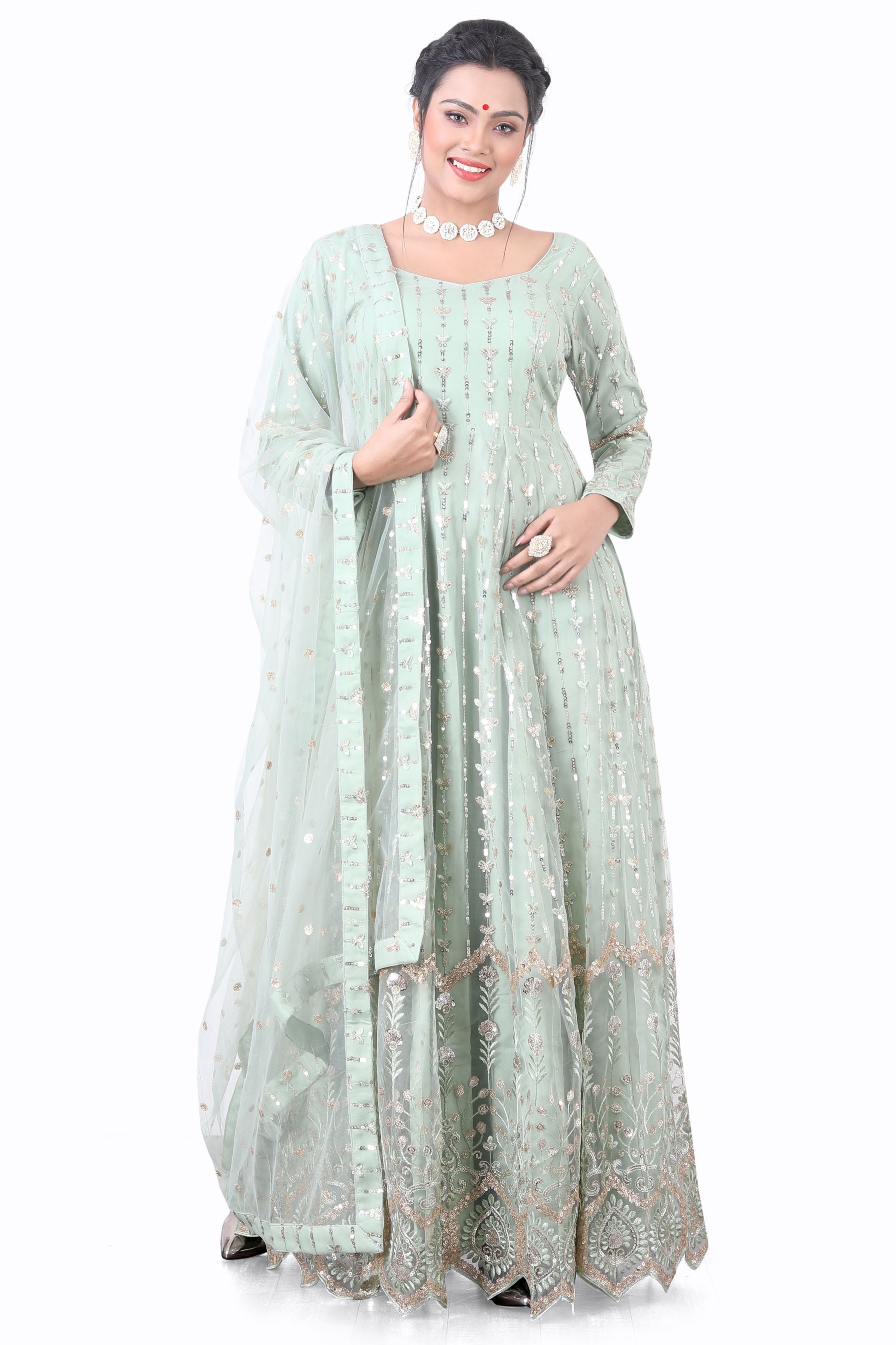 MInt Anarkali Dress - Premium Festive Wear from Dulhan Exclusives - Just $245! Shop now at Dulhan Exclusives