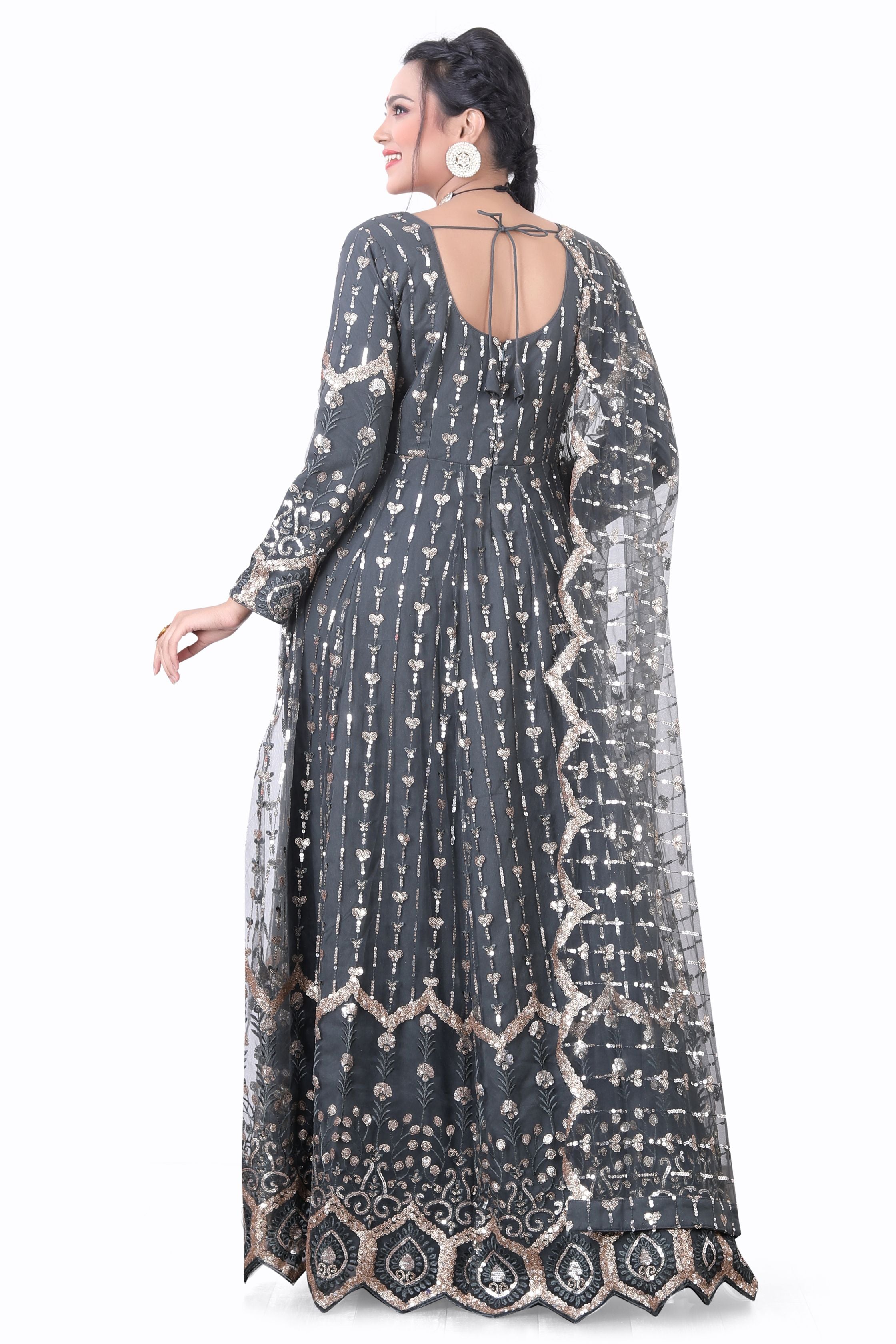 Mehendi Floor Length Anarkali Gown in Net ANS-5007