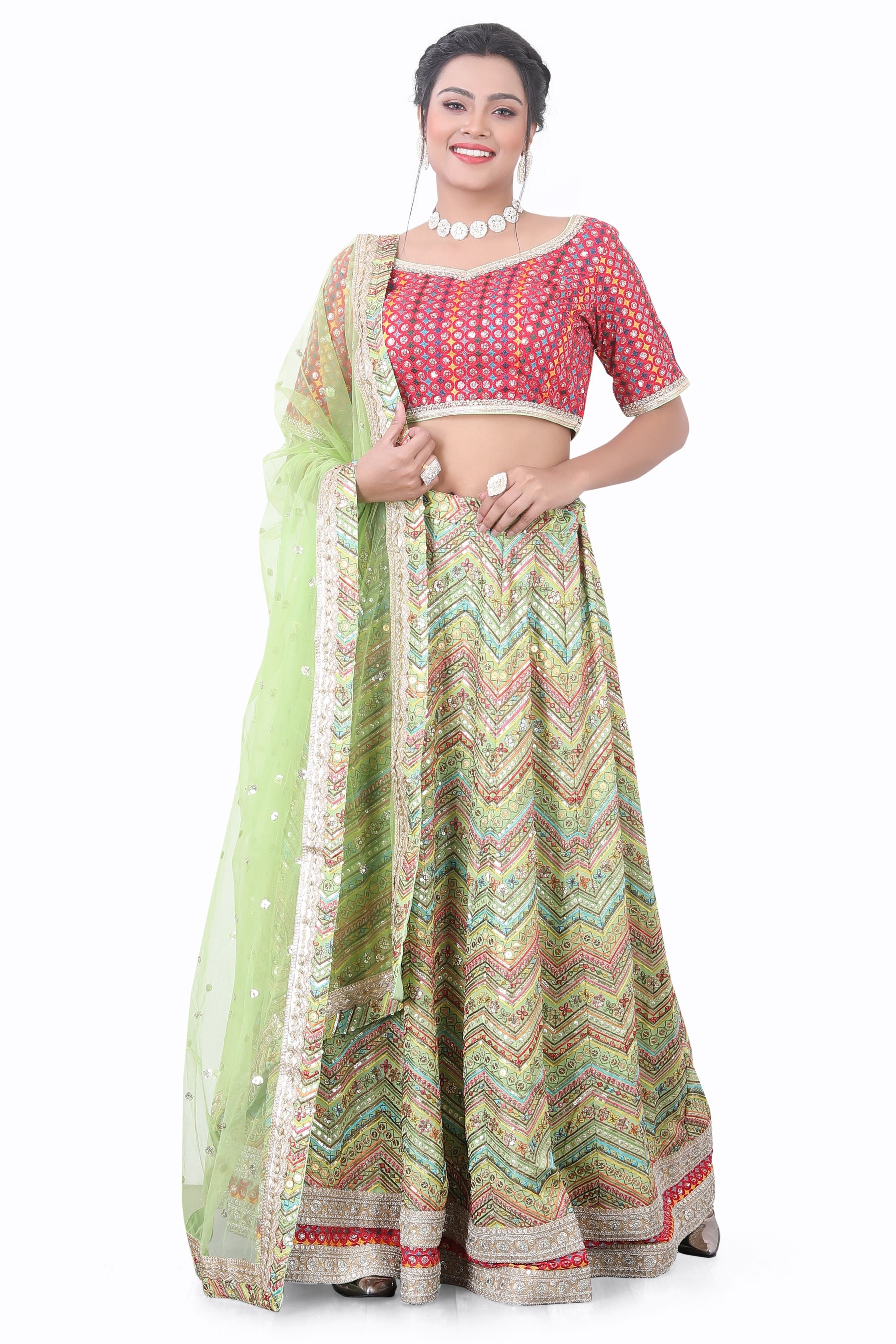 Green Multithread Lehenga Choli