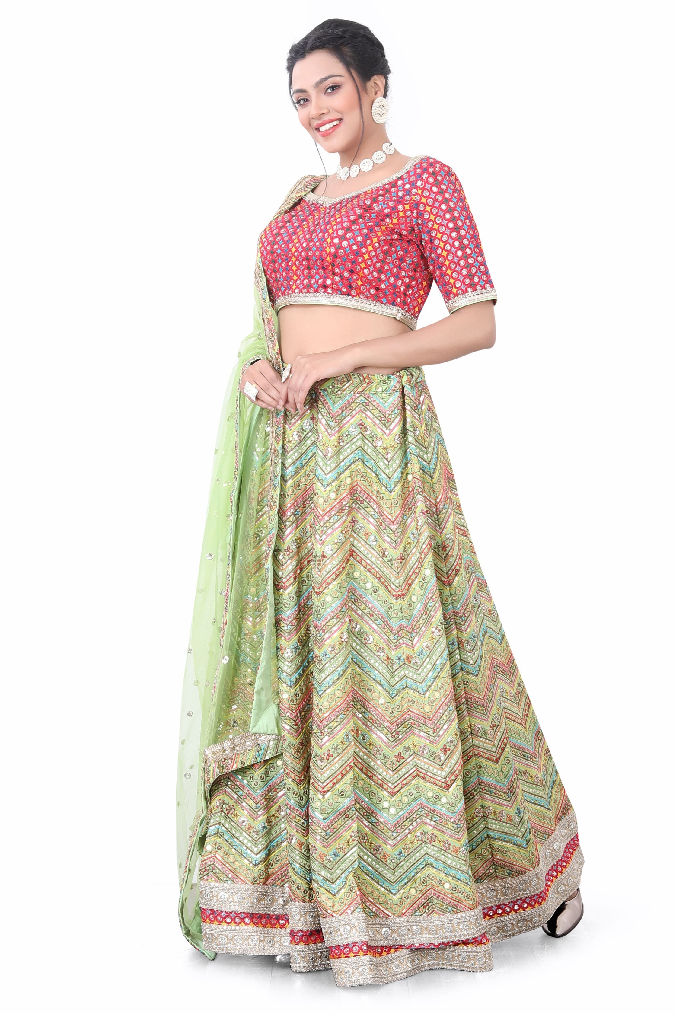 Green Multithread Lehenga Choli