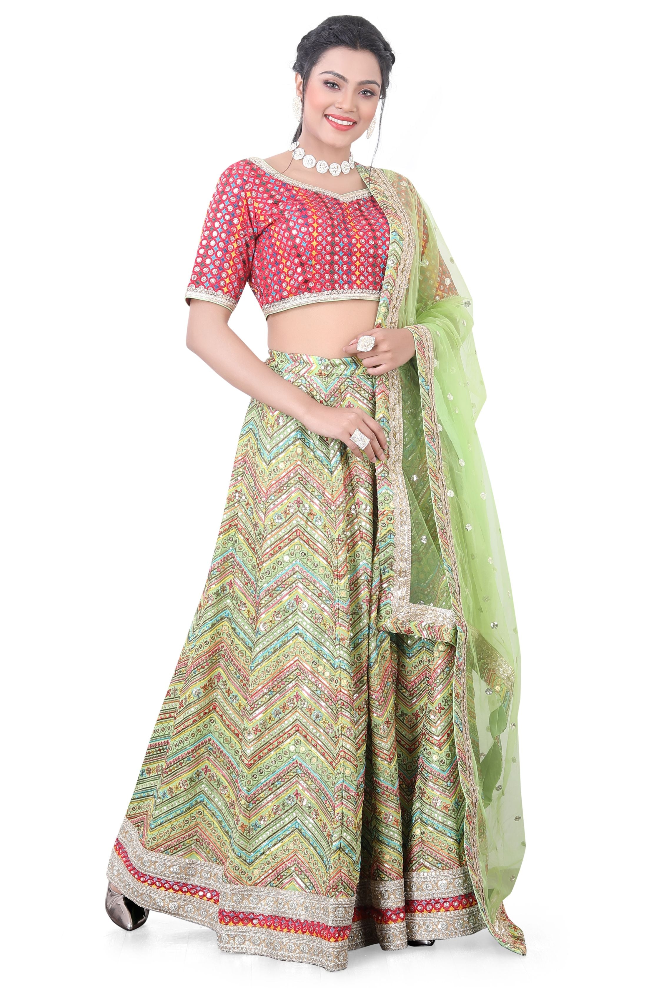 Green Multithread Lehenga Choli