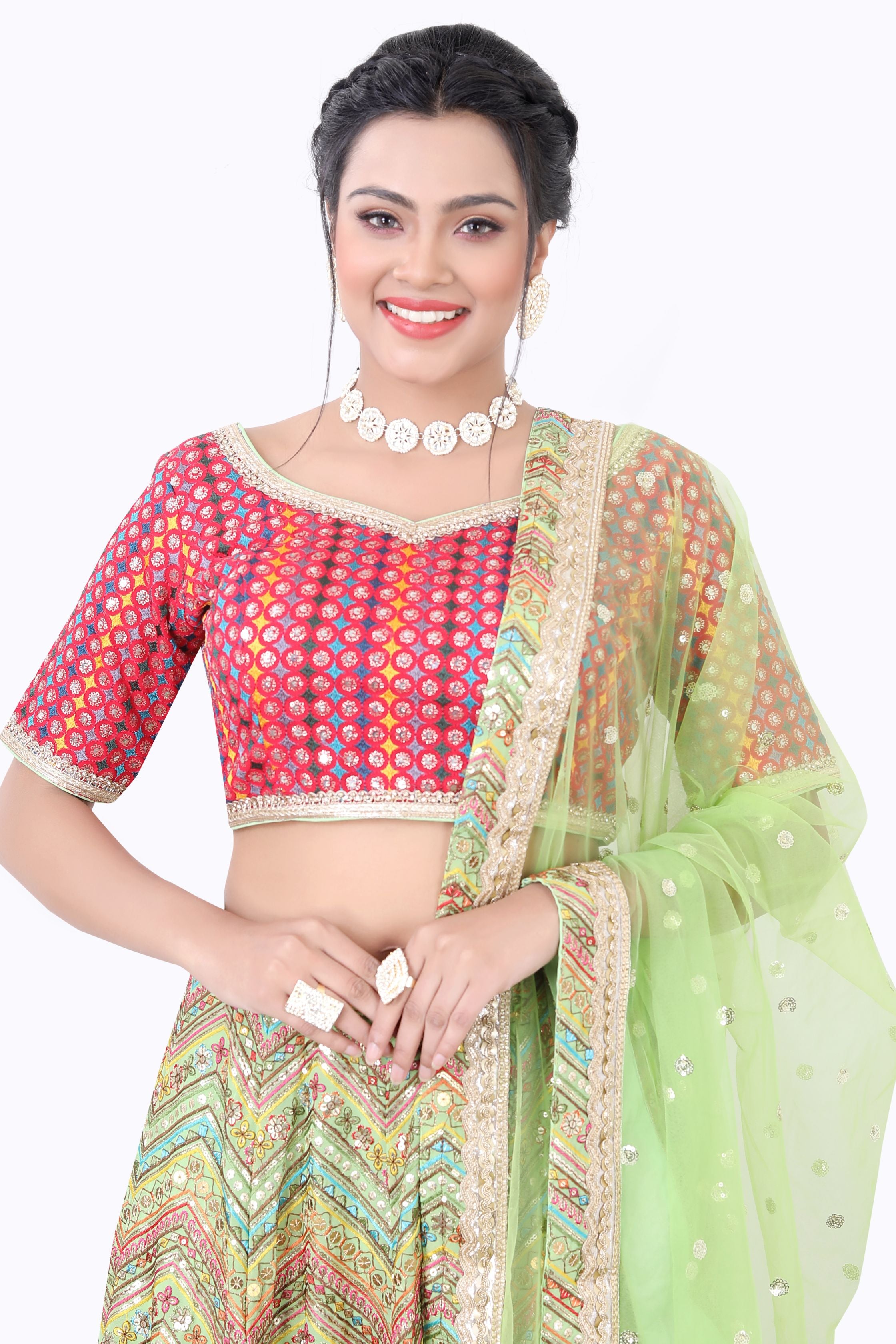 Green Multithread Lehenga Choli