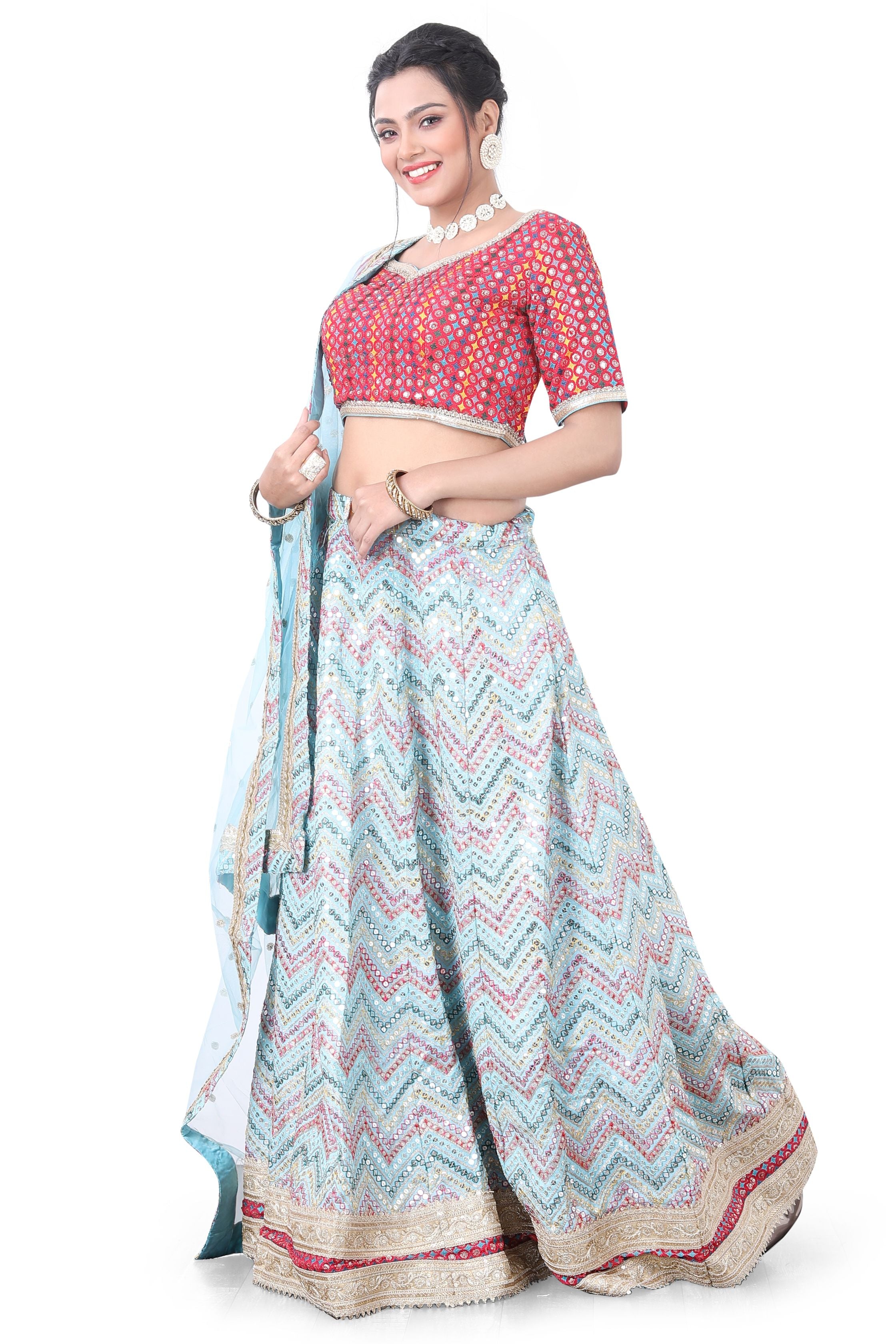 Blue Multi Thread Lehenga Choli