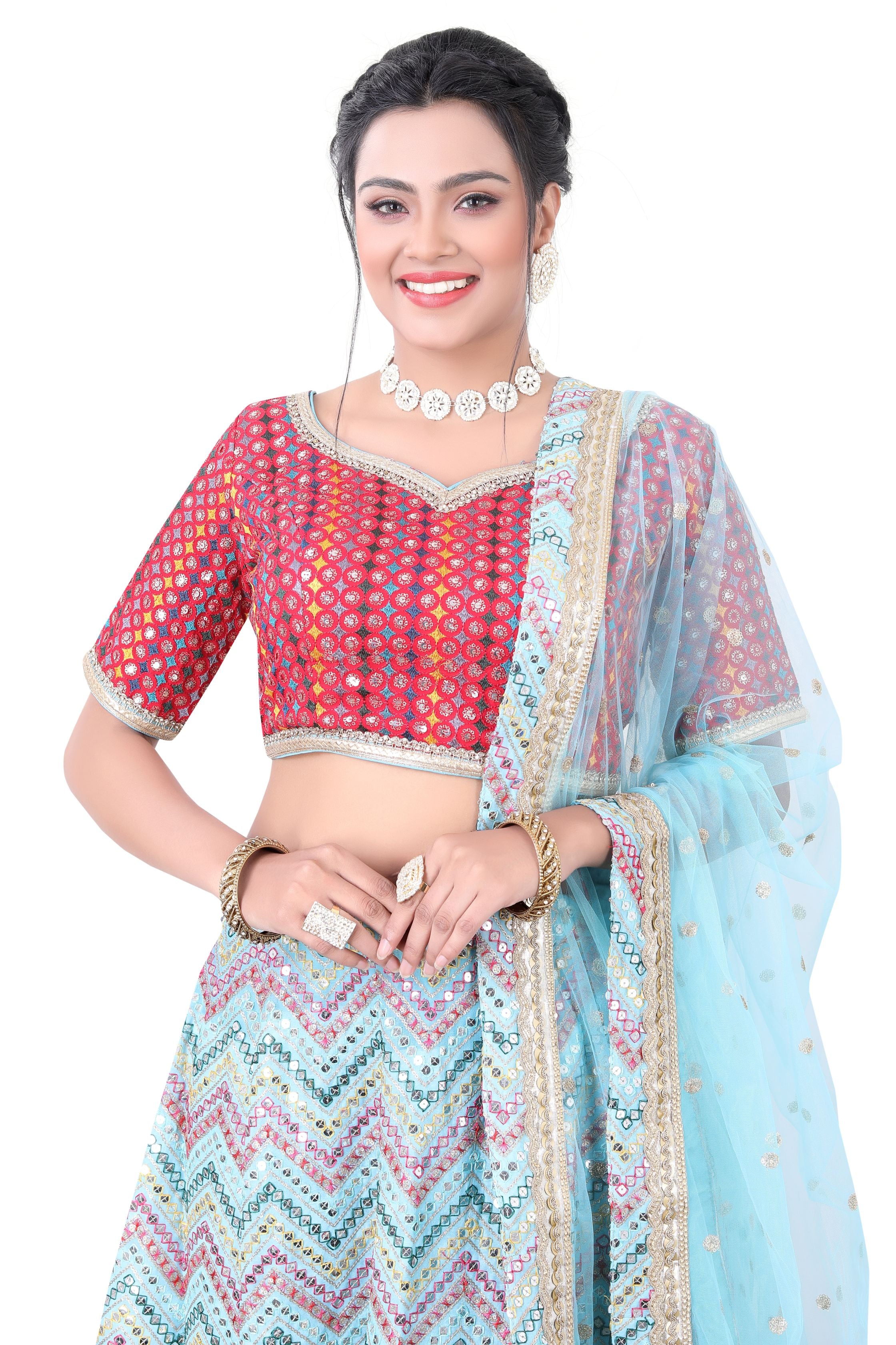 Blue Multi Thread Lehenga Choli