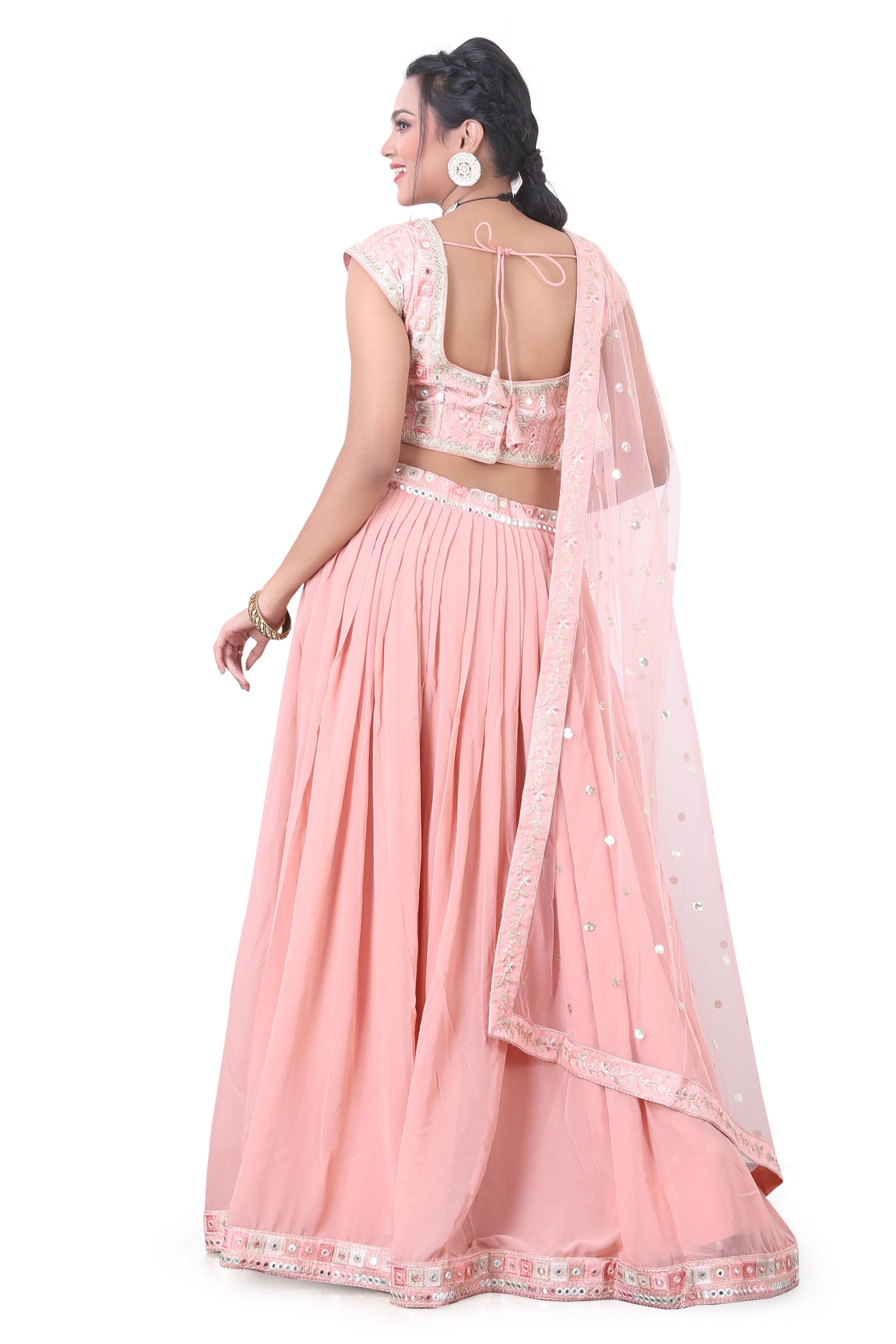 Peach Embroidered Lehenga Choli