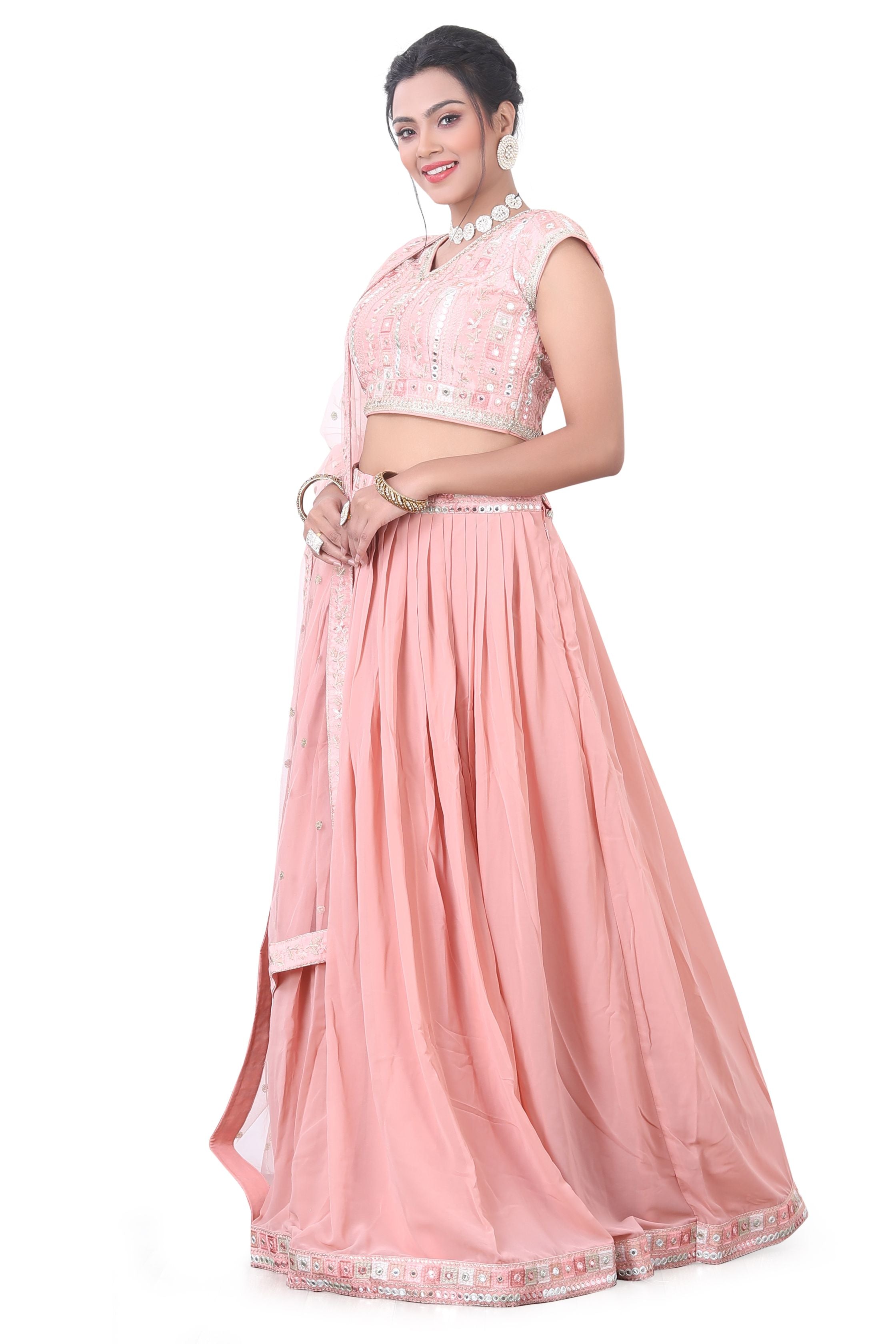 Peach Embroidered Lehenga Choli