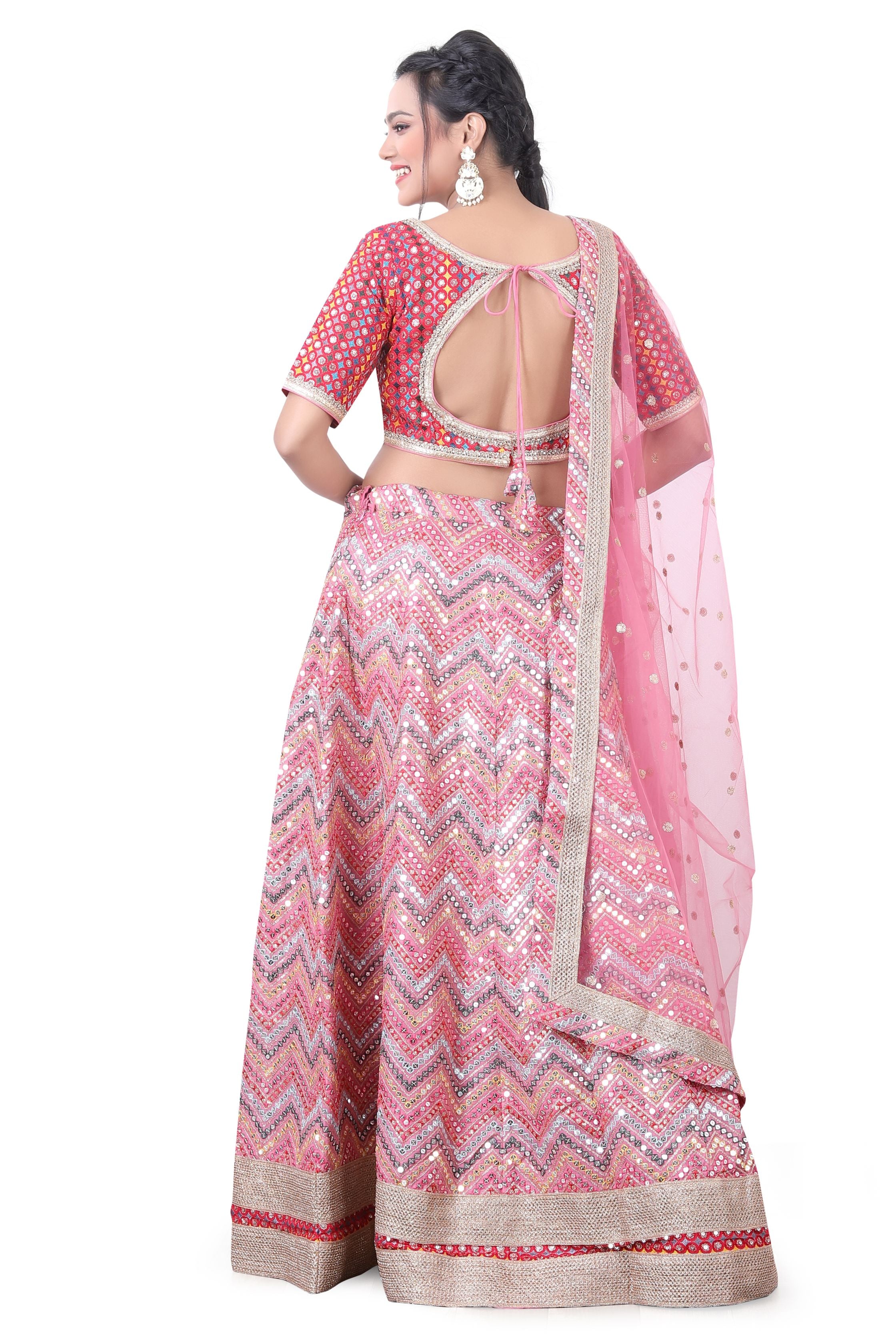 Pink Multi Thread Lehenga Choli