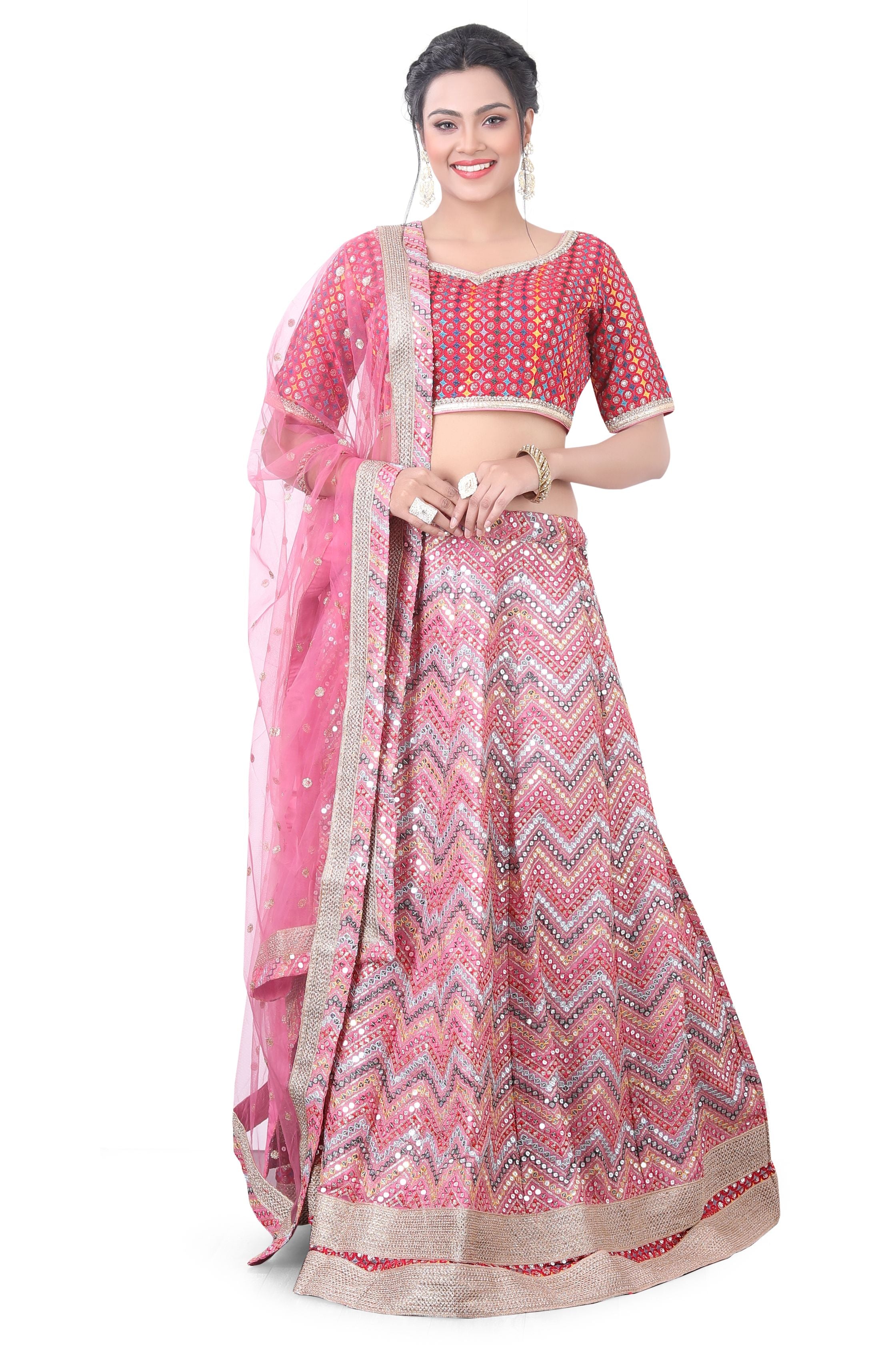 Pink Multi Thread Lehenga Choli