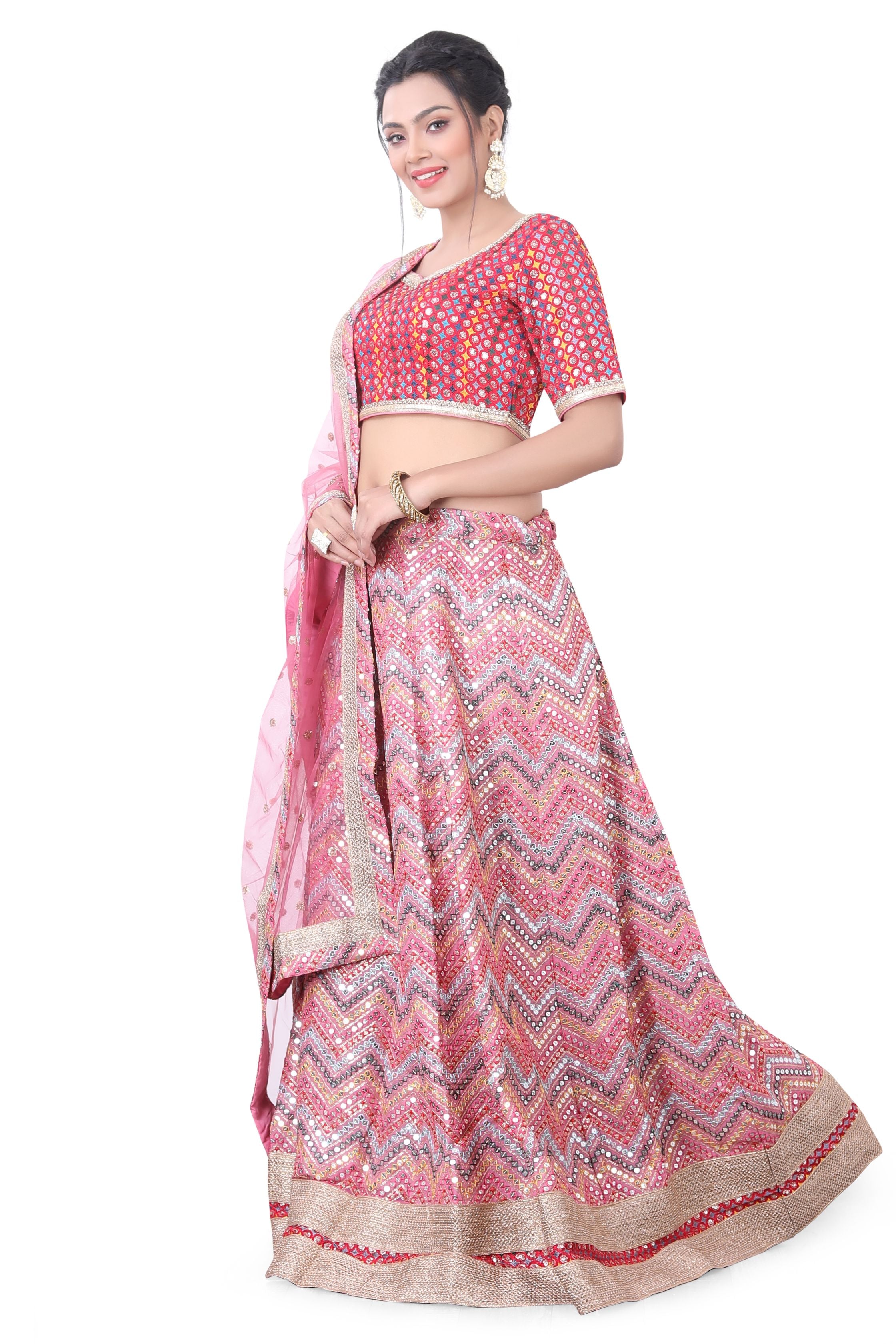 Pink Multi Thread Lehenga Choli