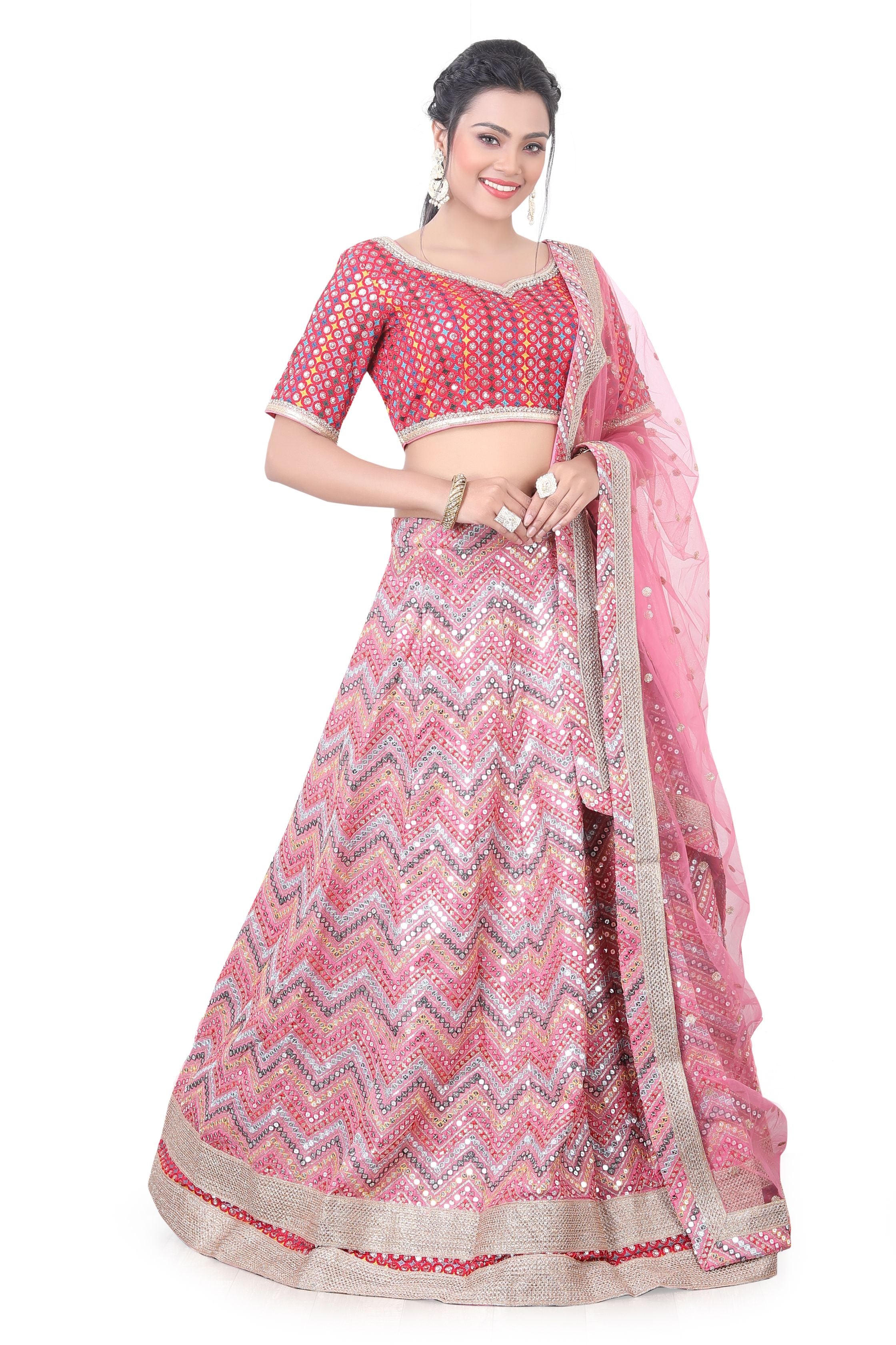 Pink Multi Thread Lehenga Choli