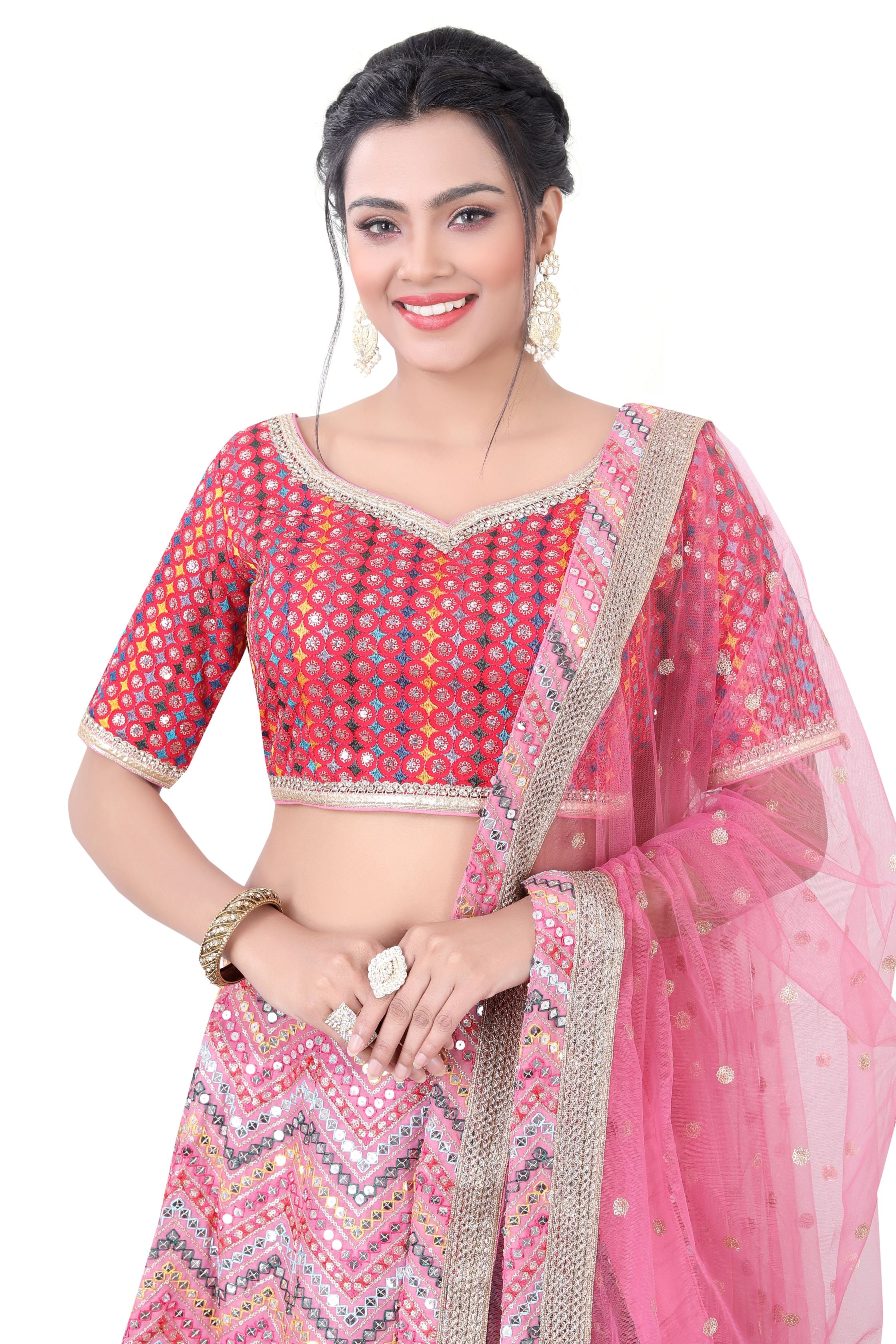 Pink Multi Thread Lehenga Choli