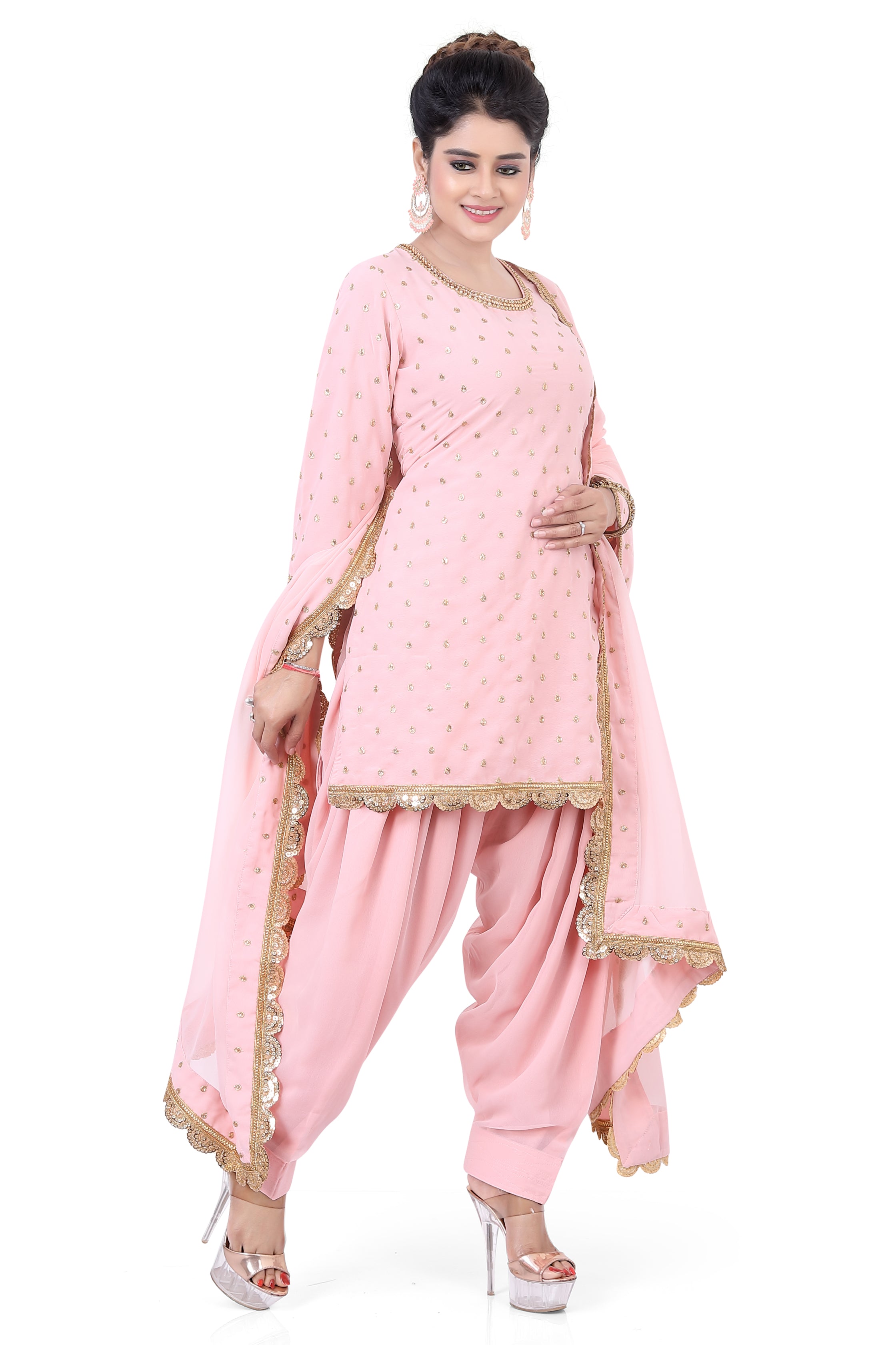 Peach Dhoti Suit