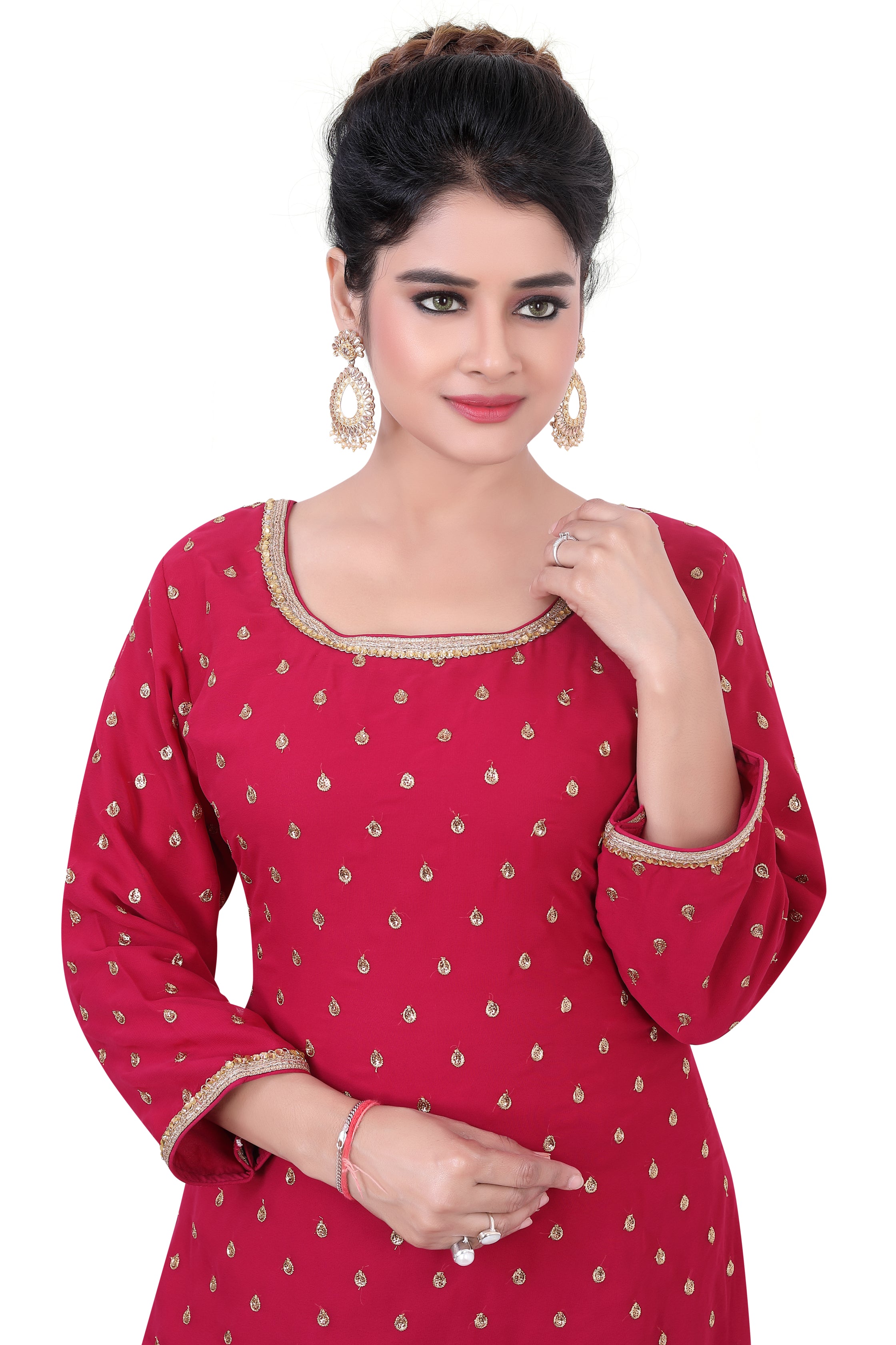 Pink Georgette Plazzo Set - Premium Festive Wear from Dulhan Exclusives - Just $199! Shop now at Dulhan Exclusives