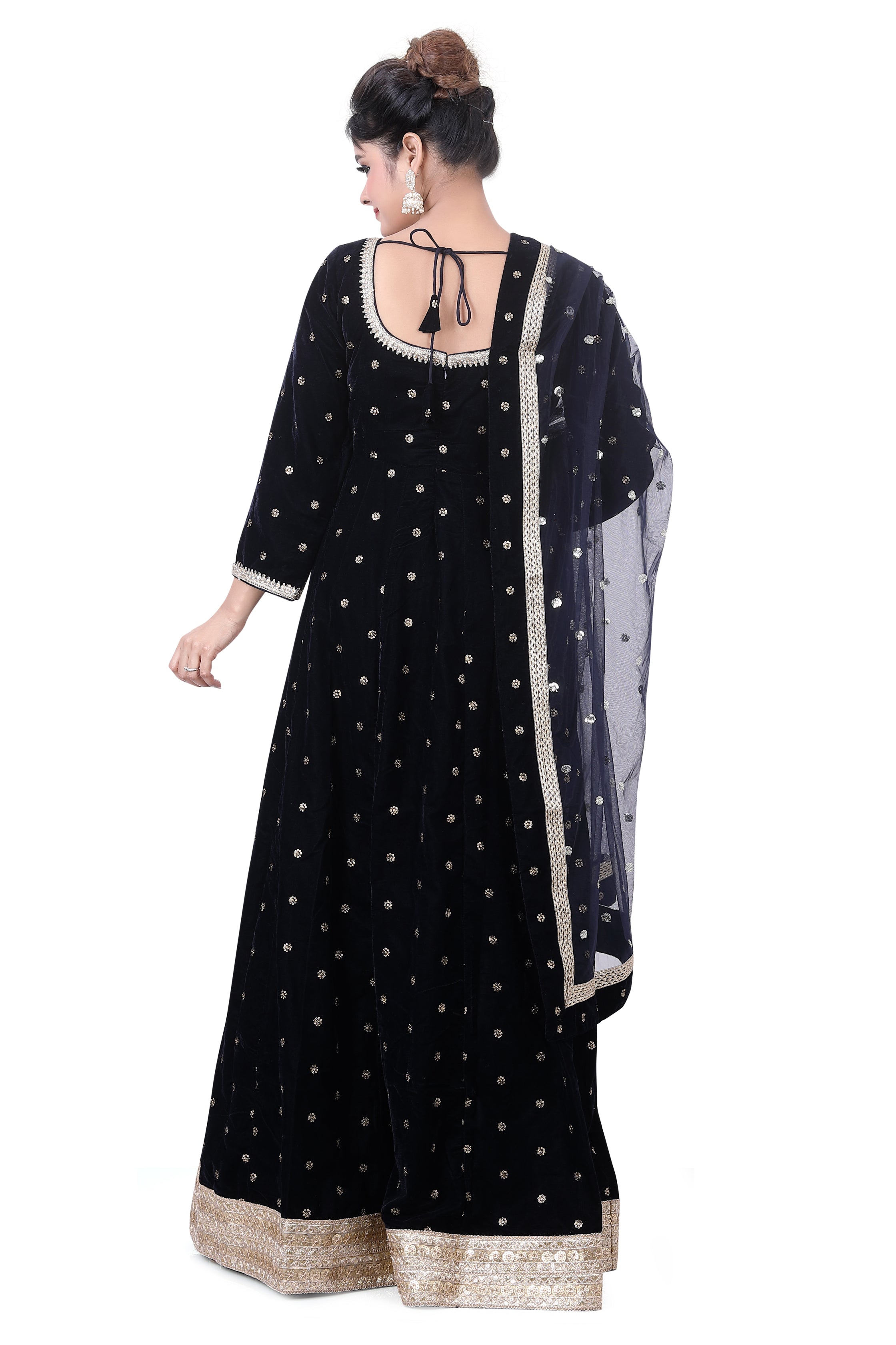 Navy Blue Velvet Anarkali