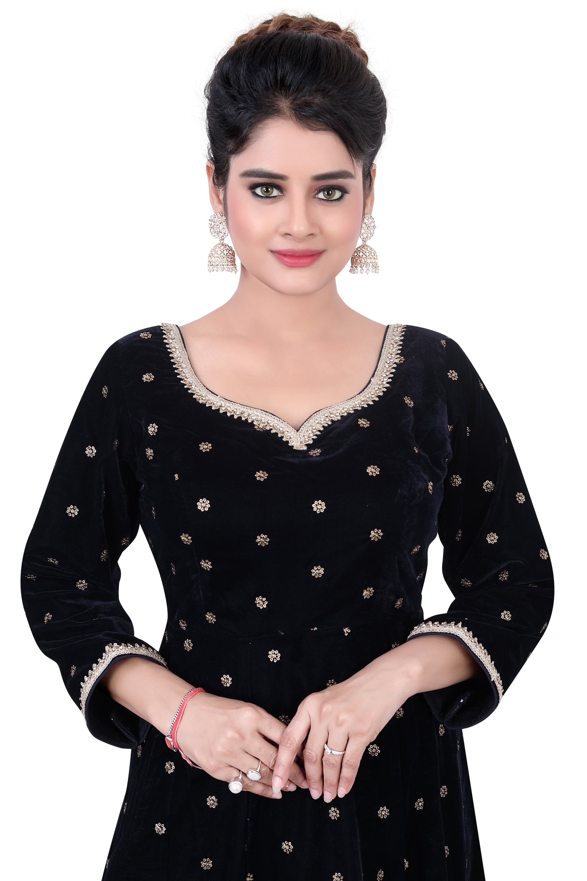 Navy Blue Velvet Anarkali