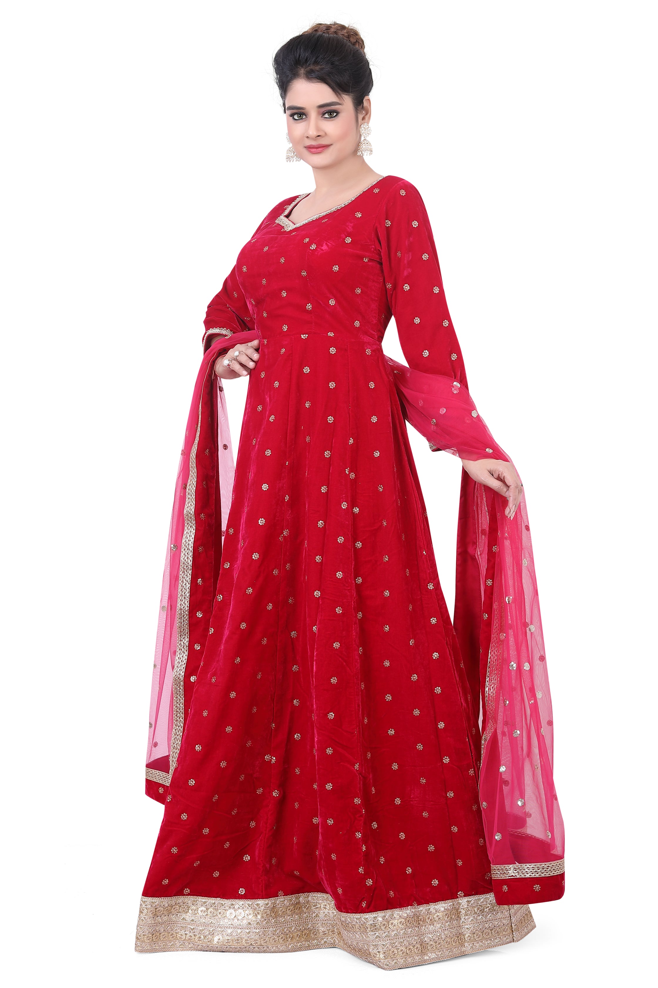 Hot Pink Velvet Anarkali