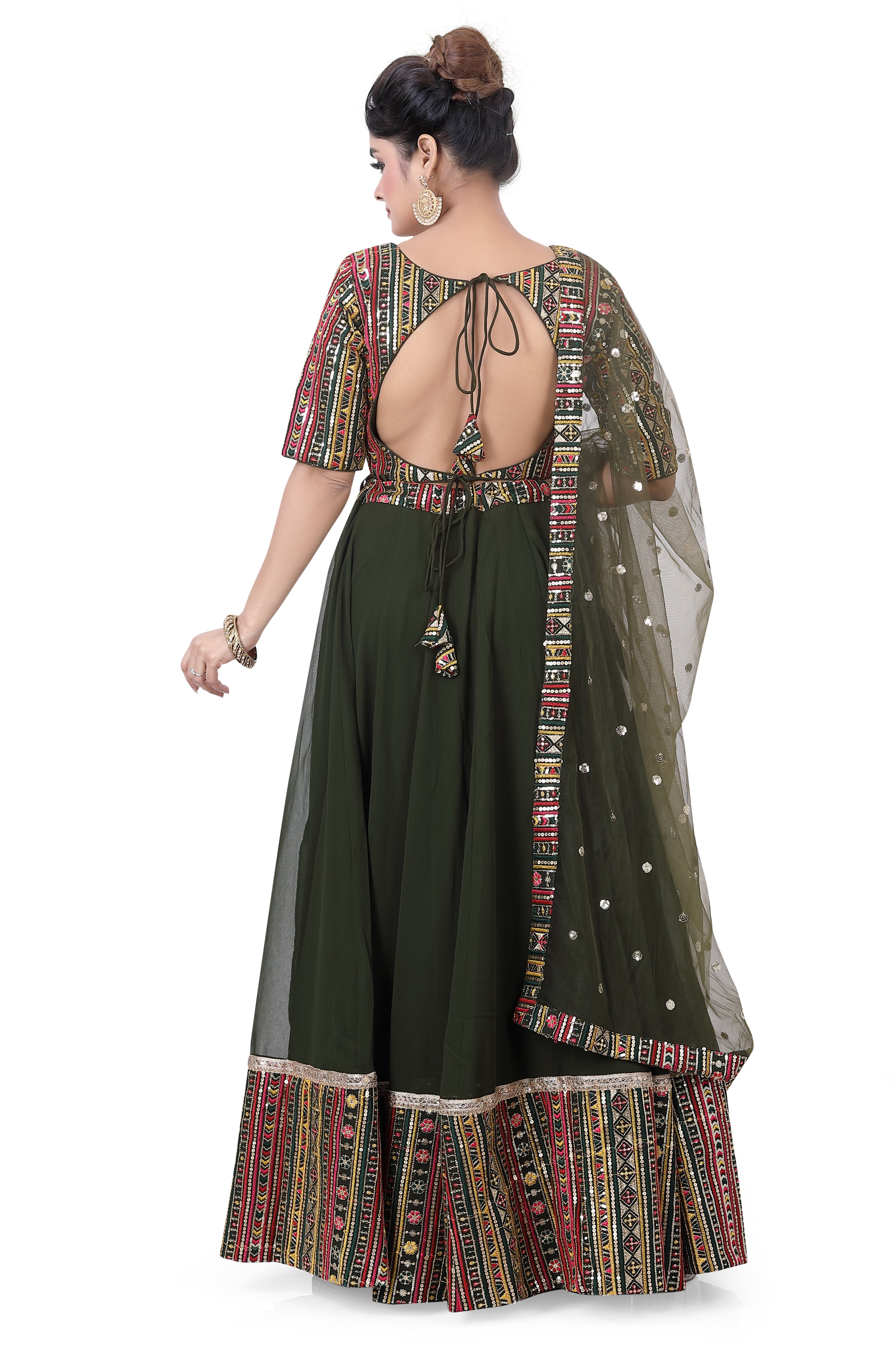 Bottle Green Multithread Lehenga Choli