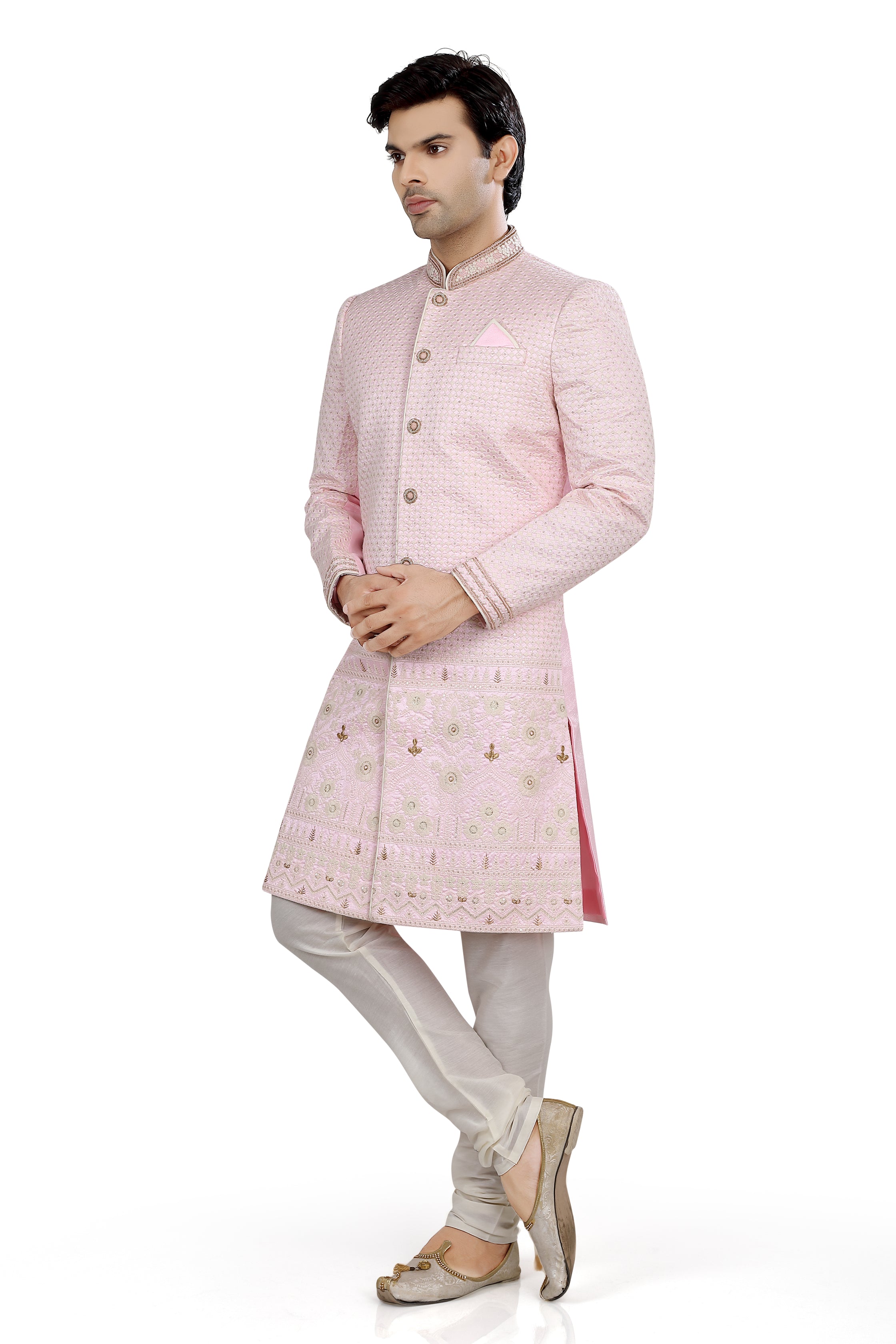 Light Pink Lucknowi Sherwani  D NO.  LC-D-7