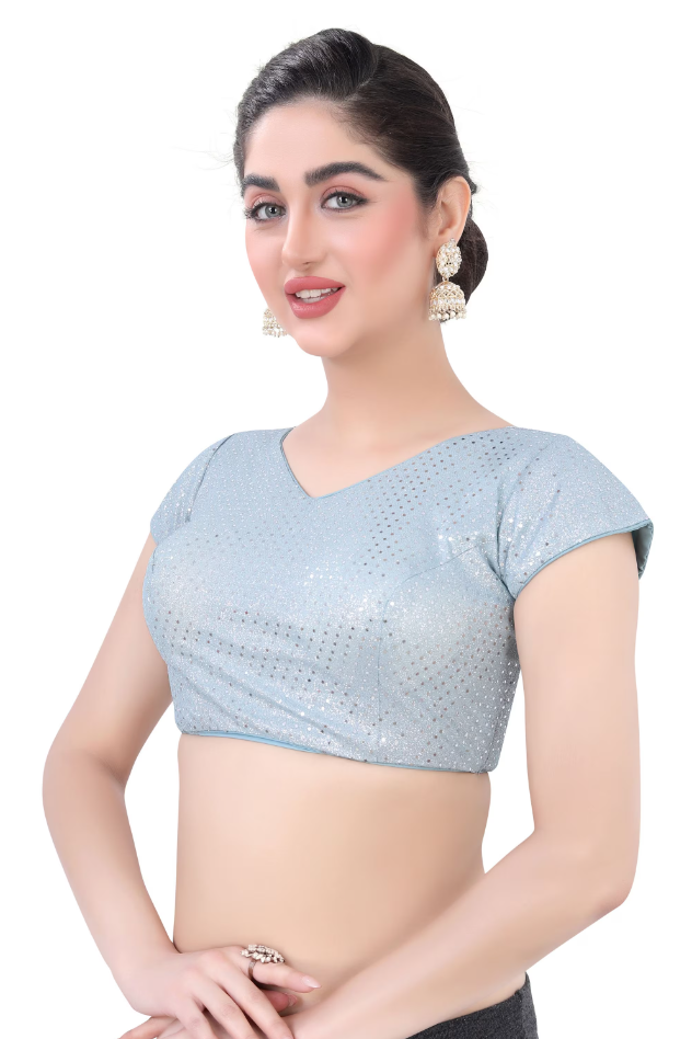 Women's Blue Saree Blouse - Premium Saree Blouse from Dulhan Excclusives - Just $39! Shop now at Dulhan Exclusives