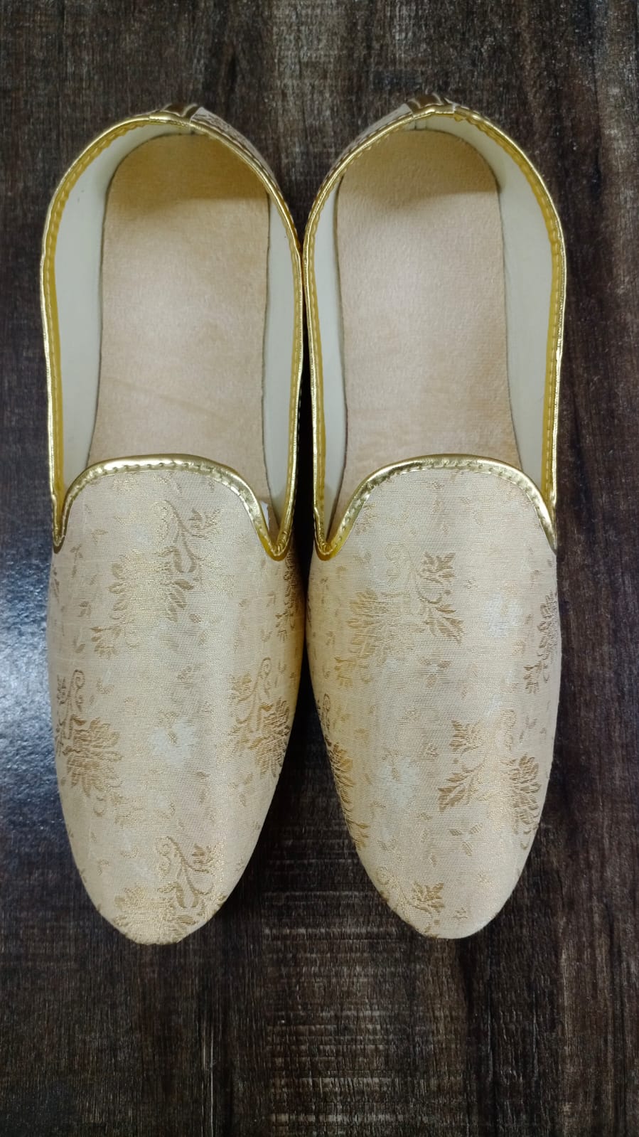 Gold Brocade Mojari Shoes for Men