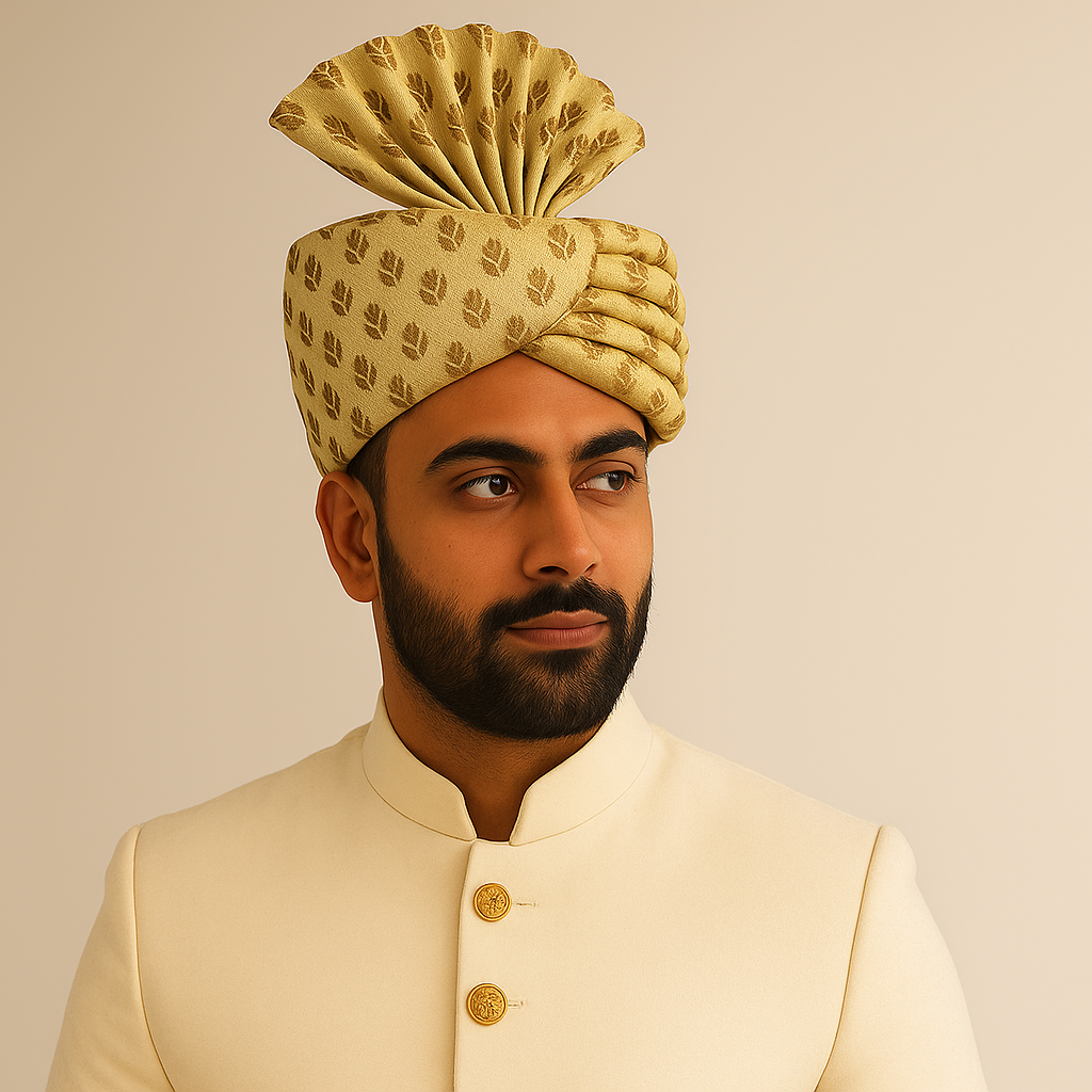 Traditional Royal Turban – Gold Premium Groom Pagdi for Weddings & Barati Safa