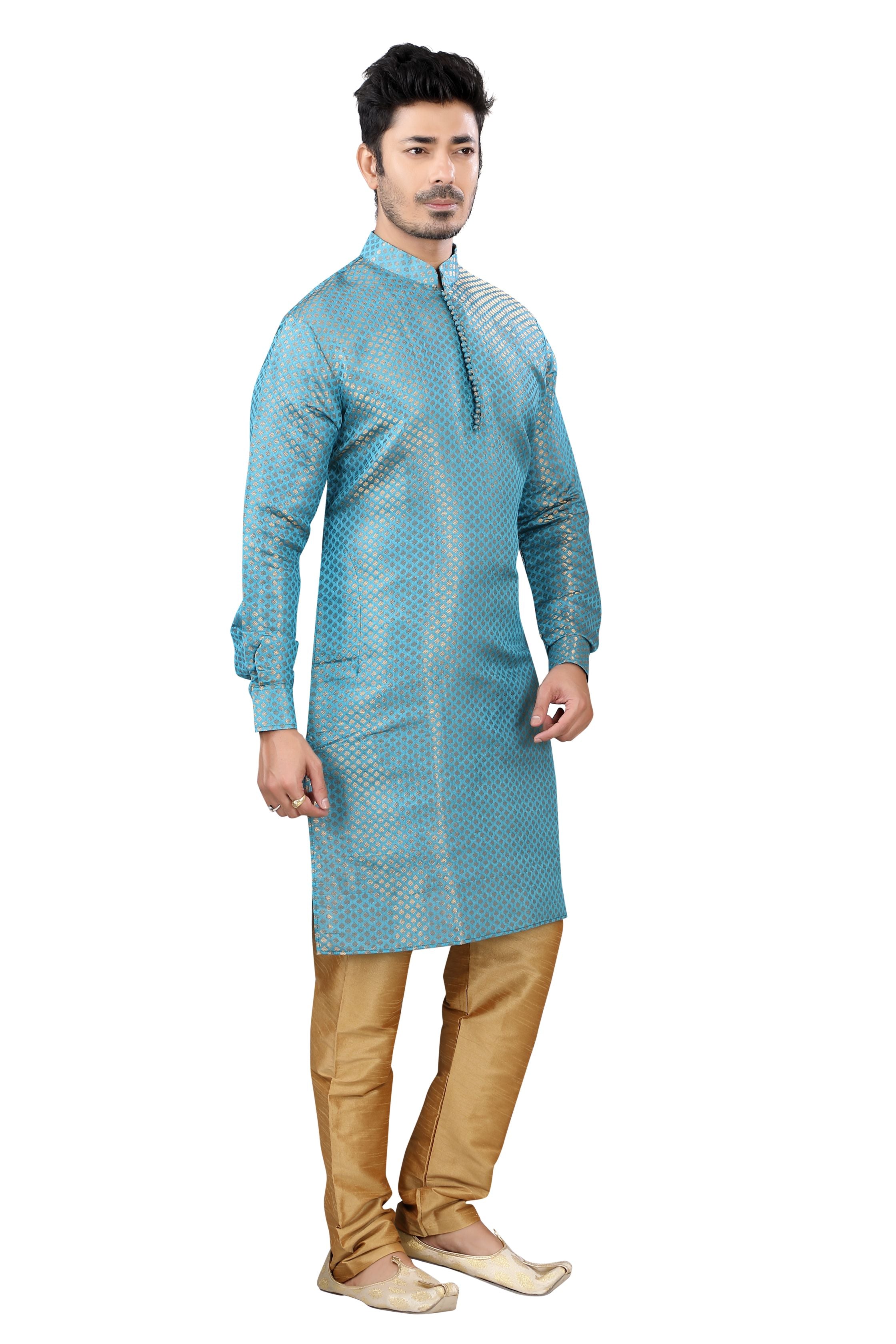 Banarasi Butti Kurta pajama set in Light Blue