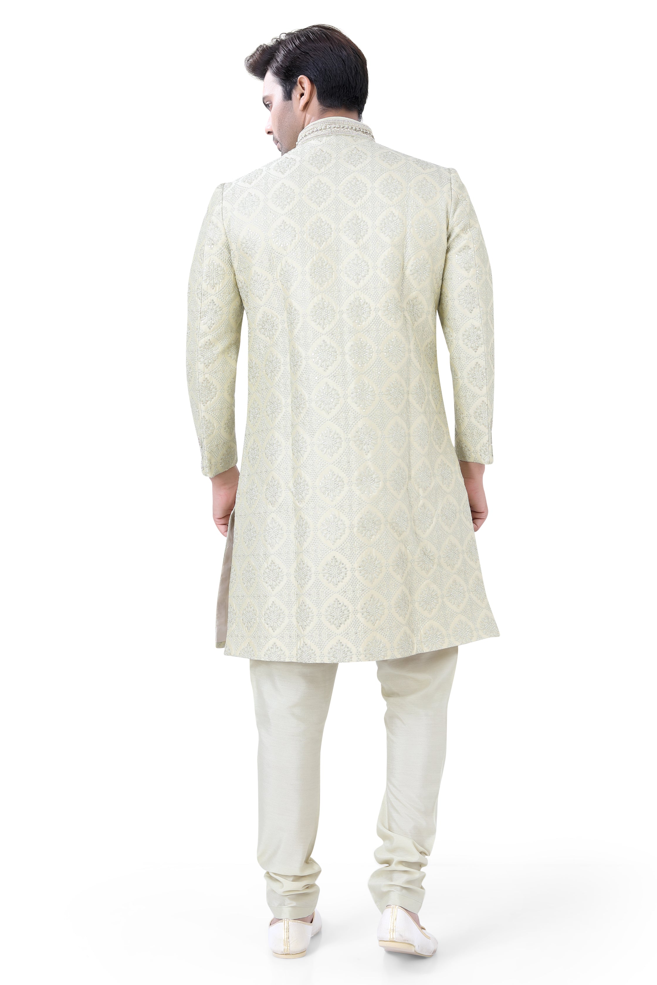 Silk Sherwani in sage green