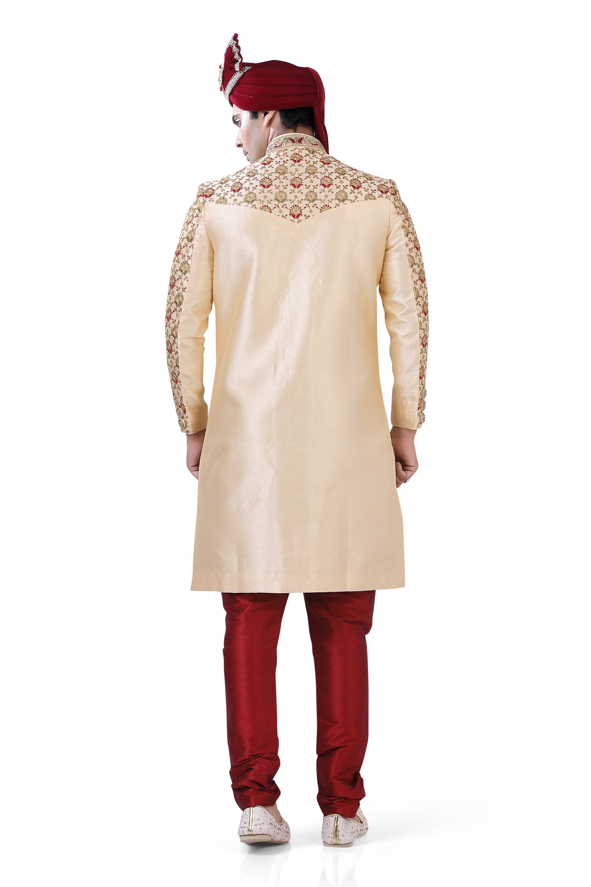 Light Gold Silk Sherwani  D NO.  SU-D-5