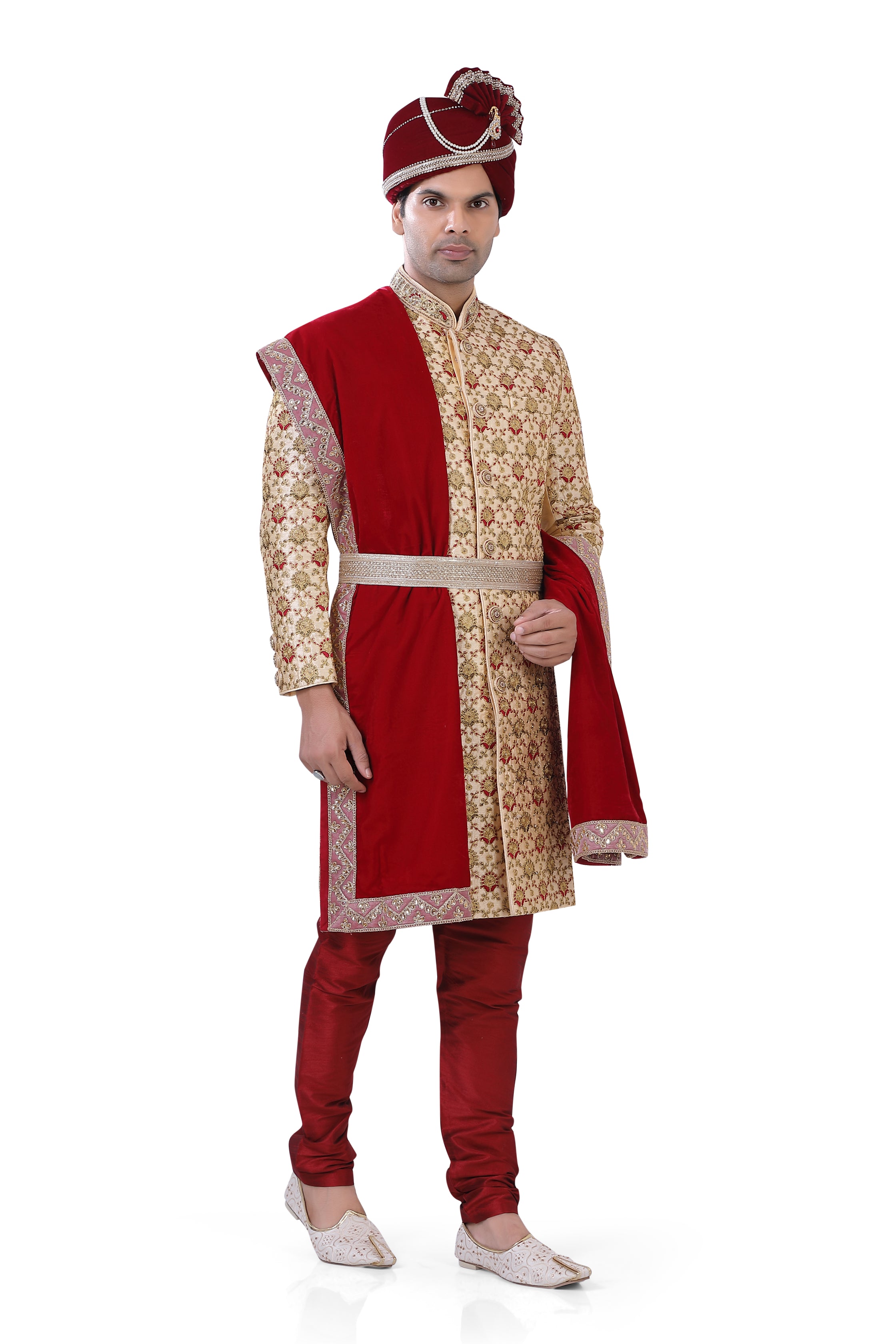 Light Gold Silk Sherwani  D NO.  SU-D-5